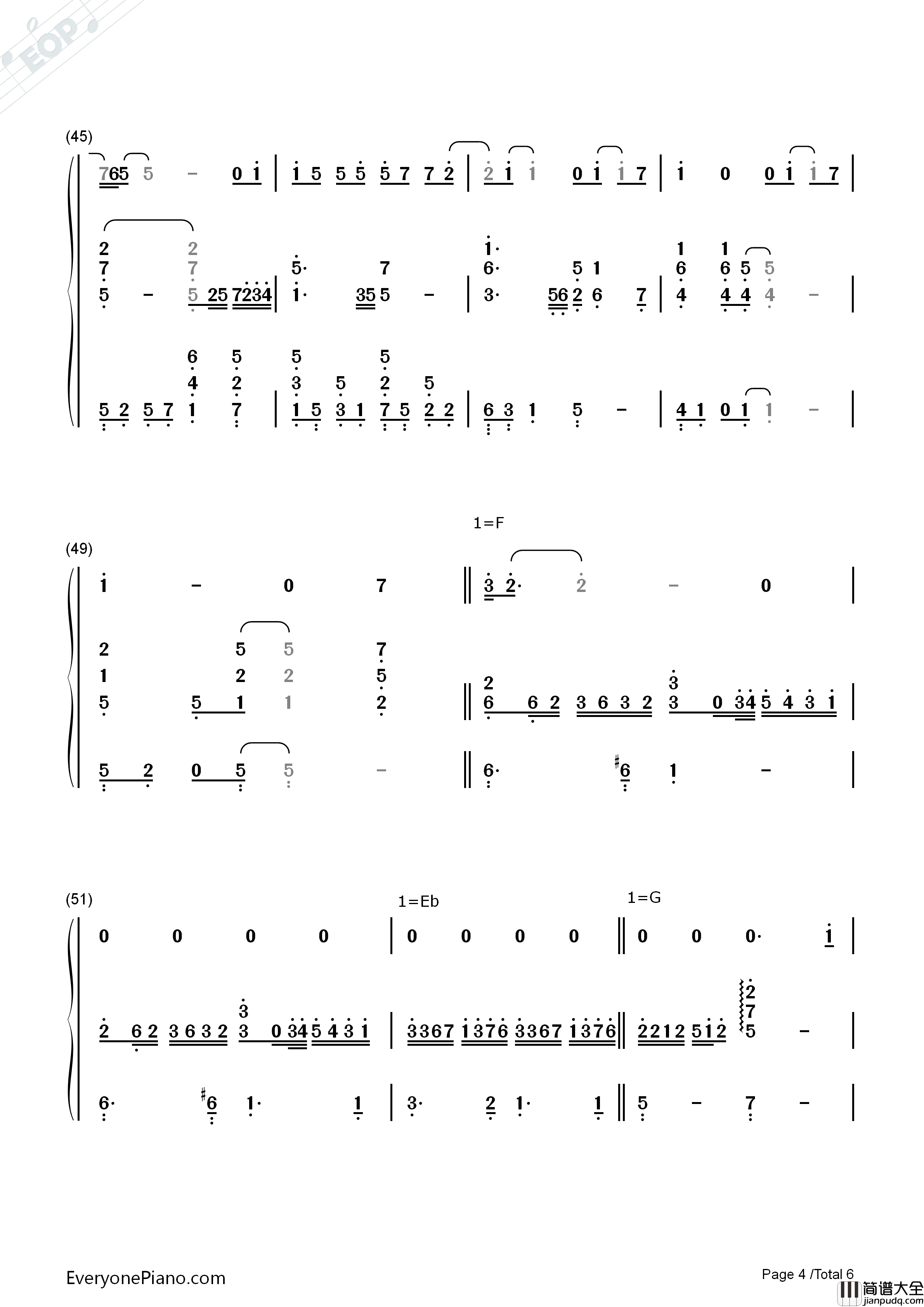 任性钢琴简谱_孙燕姿演唱