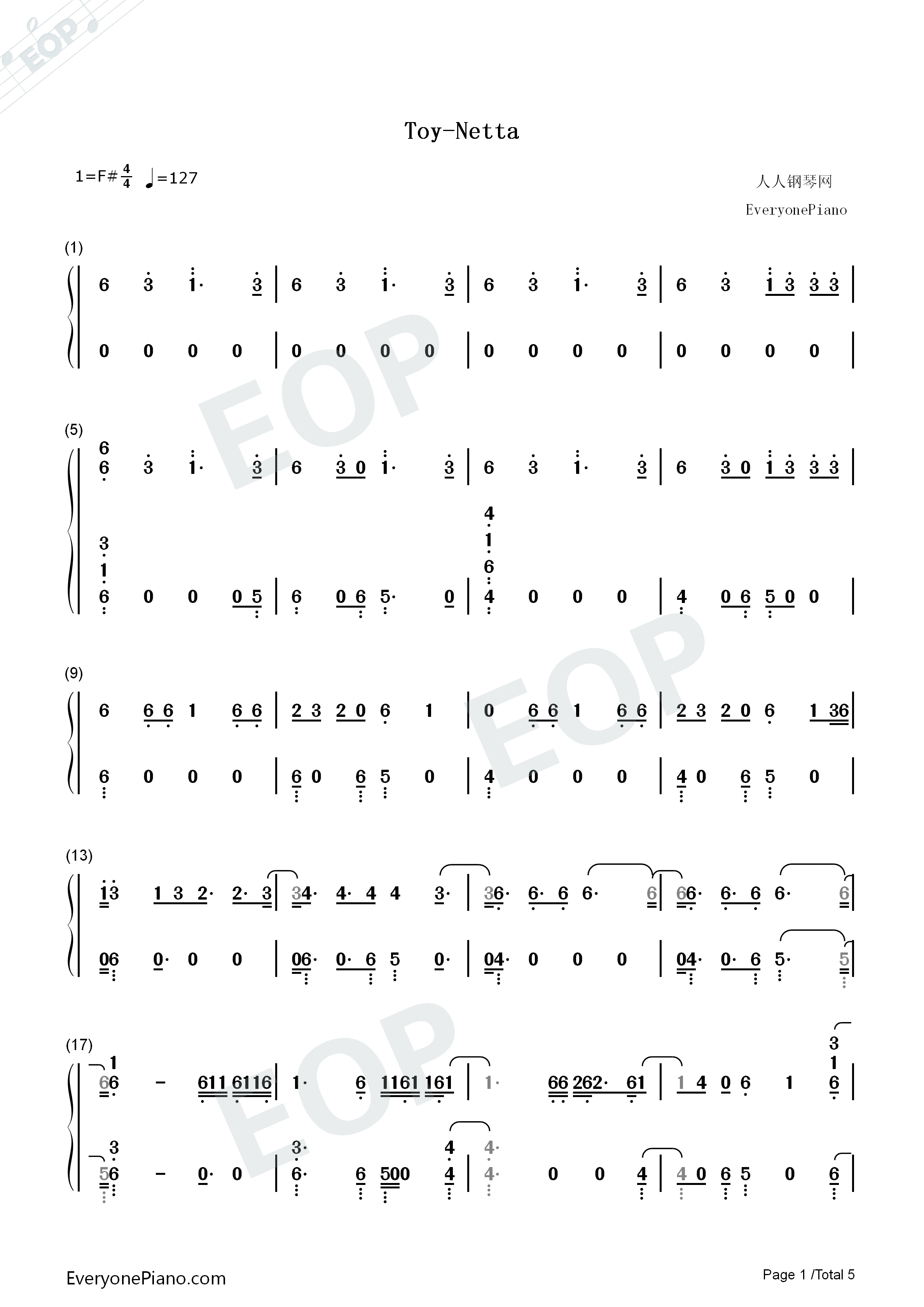 Toy钢琴简谱_Netta演唱