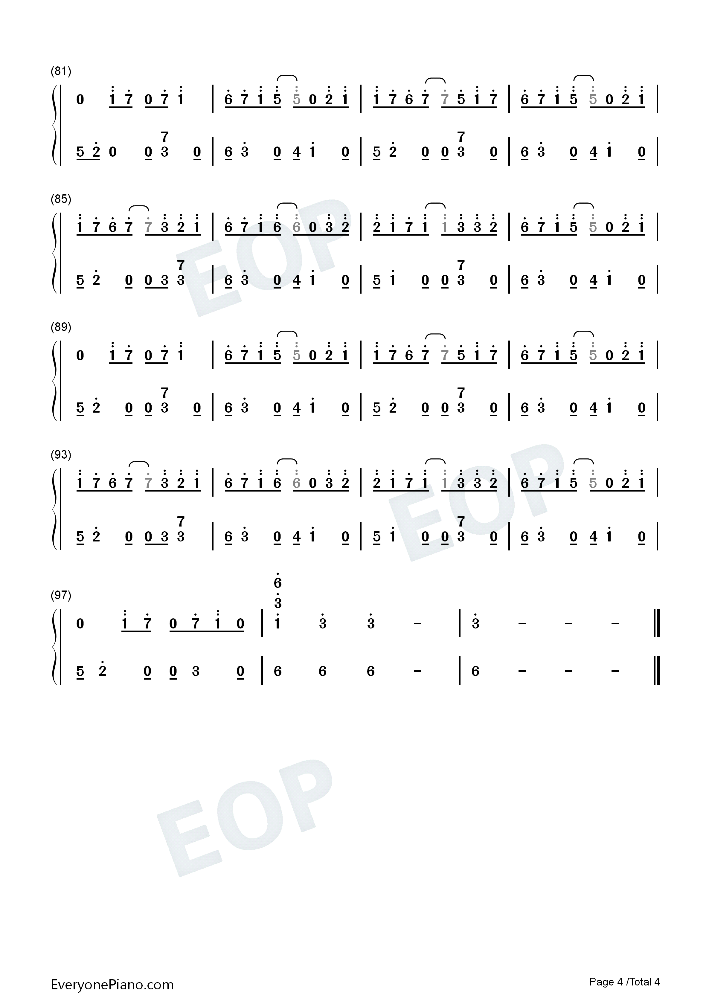 Last_Kiss钢琴简谱_Ken_Arai演唱