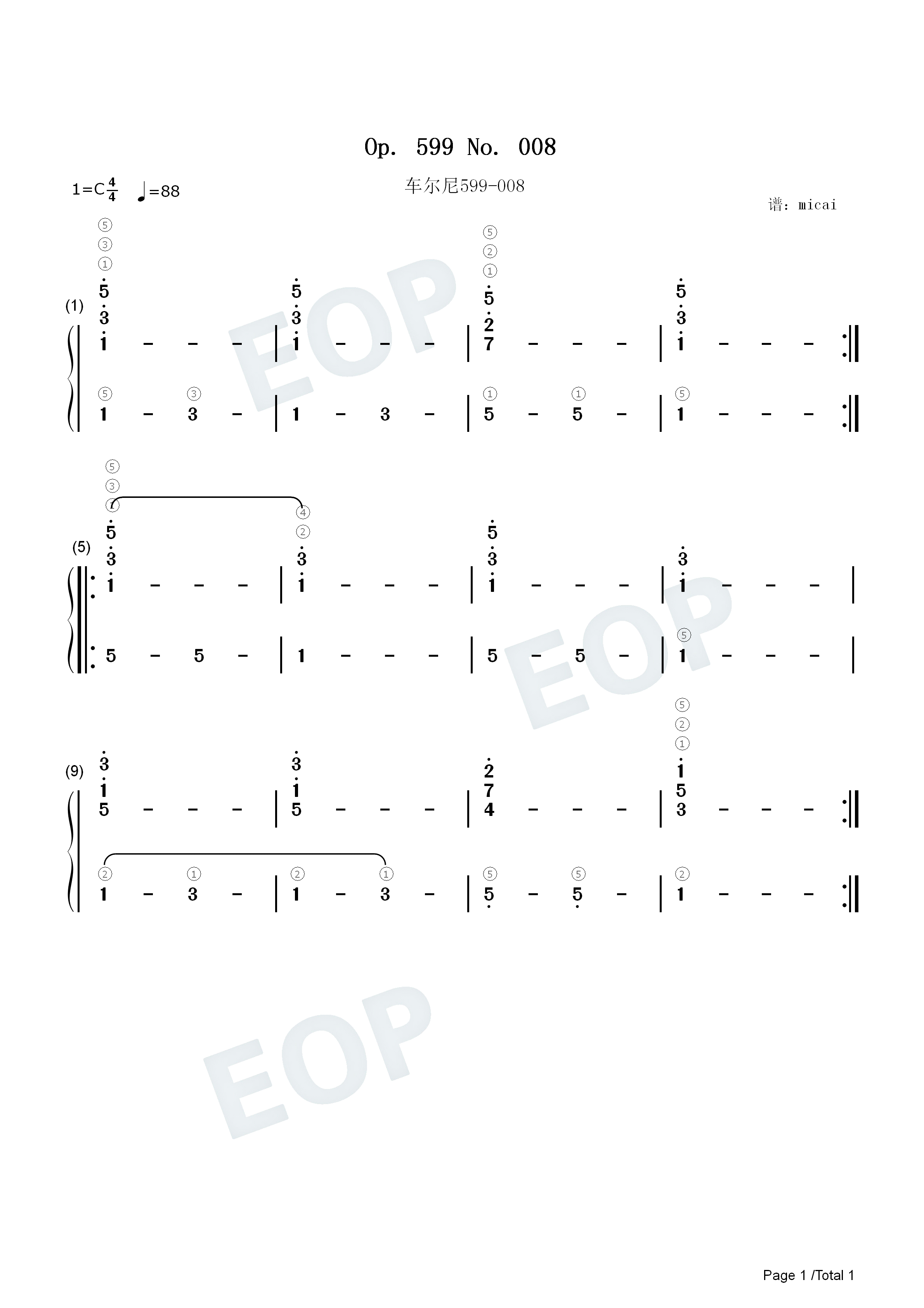 车尔尼599钢琴简谱_车尔尼演唱