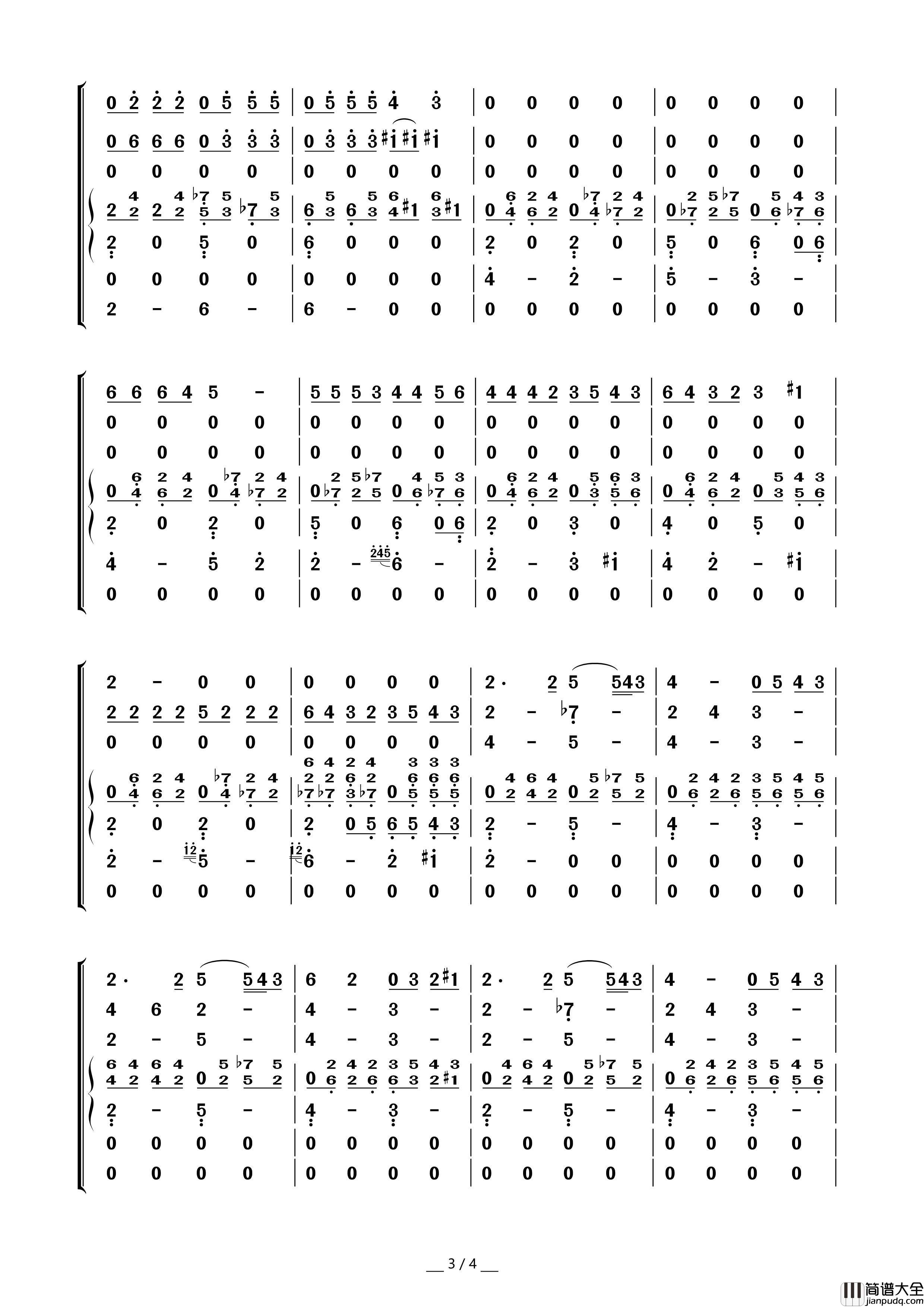 VoisSurTonChemin（_放牛班的春天_主题曲)（合唱、独唱及总谱）简谱_演唱_囍杨杨制作曲谱