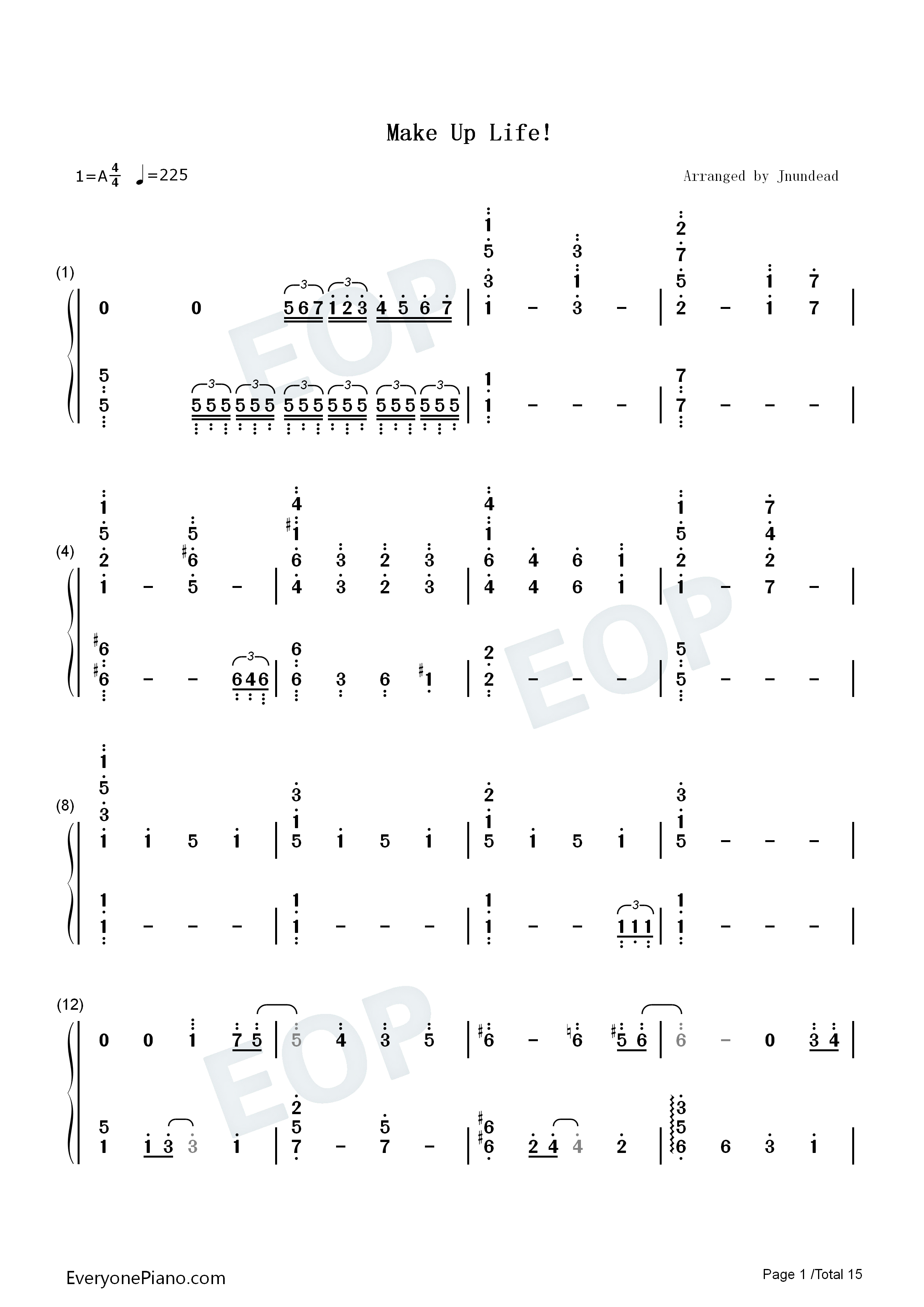 Make_Up_Life钢琴简谱_井上穗乃香_木野日菜_川井田夏海_石见舞菜香演唱
