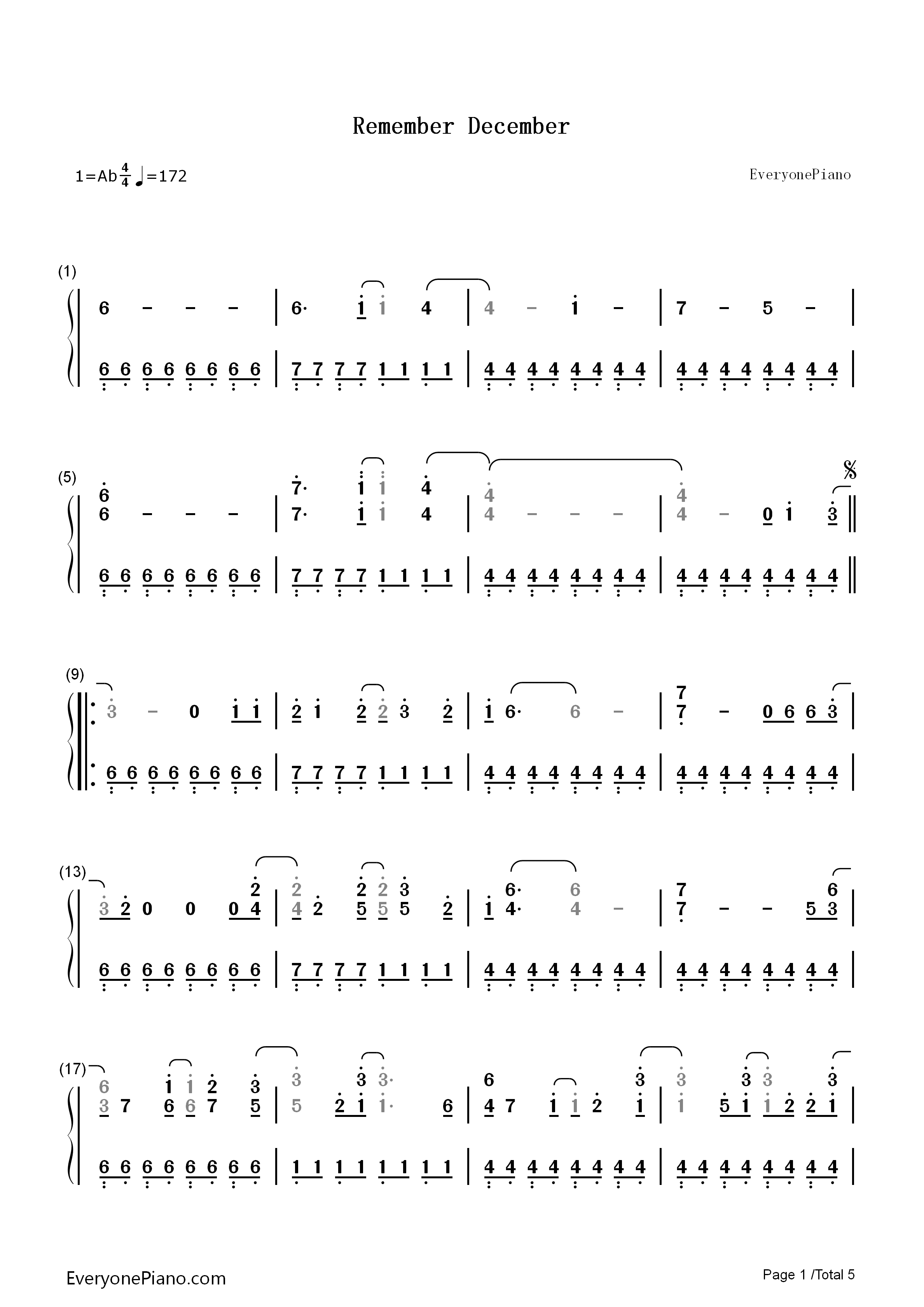 Remember_December钢琴简谱_Demi_Lovato演唱