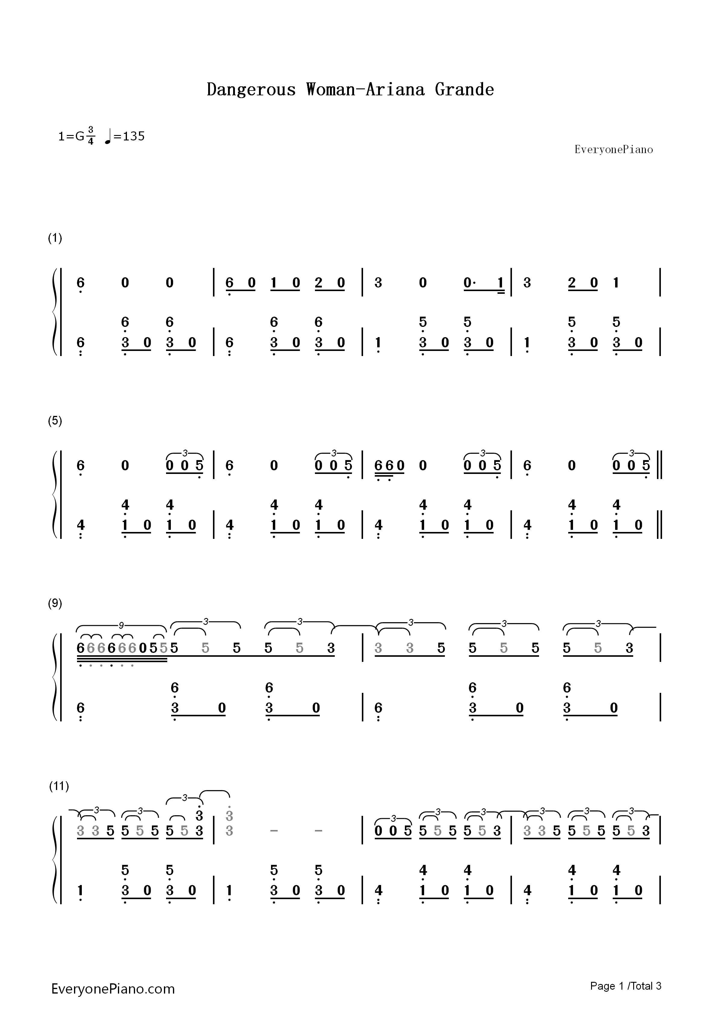 Dangerous_Woman钢琴简谱_Ariana_Grande演唱
