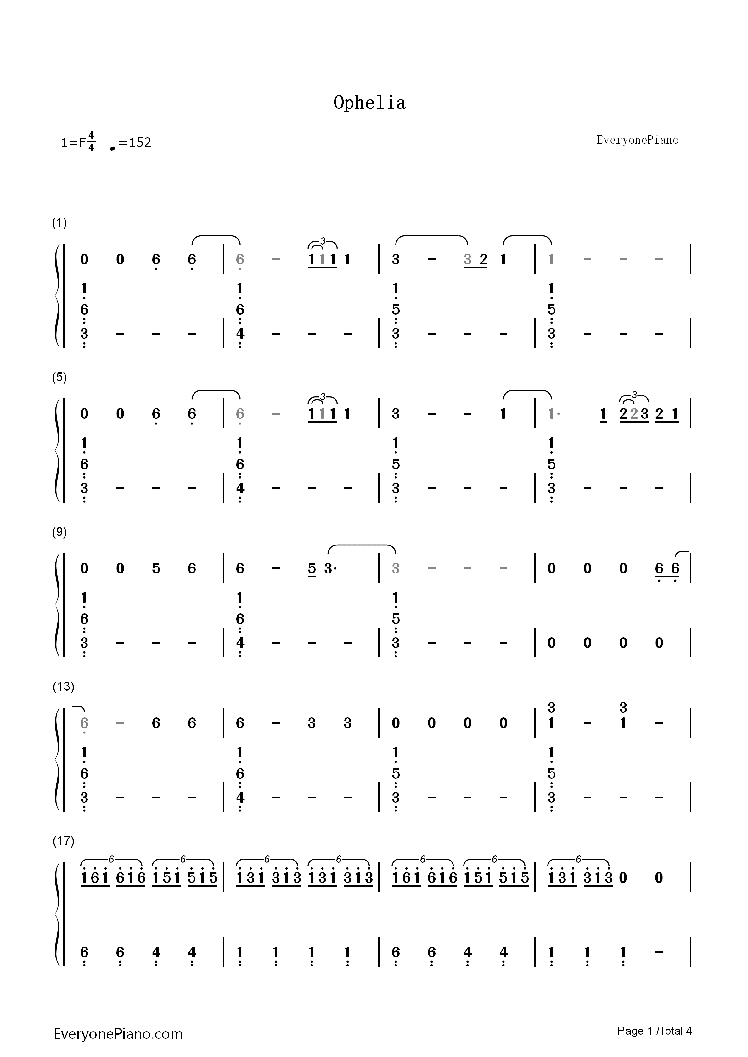 Ophelia钢琴简谱_The_Lumineers演唱