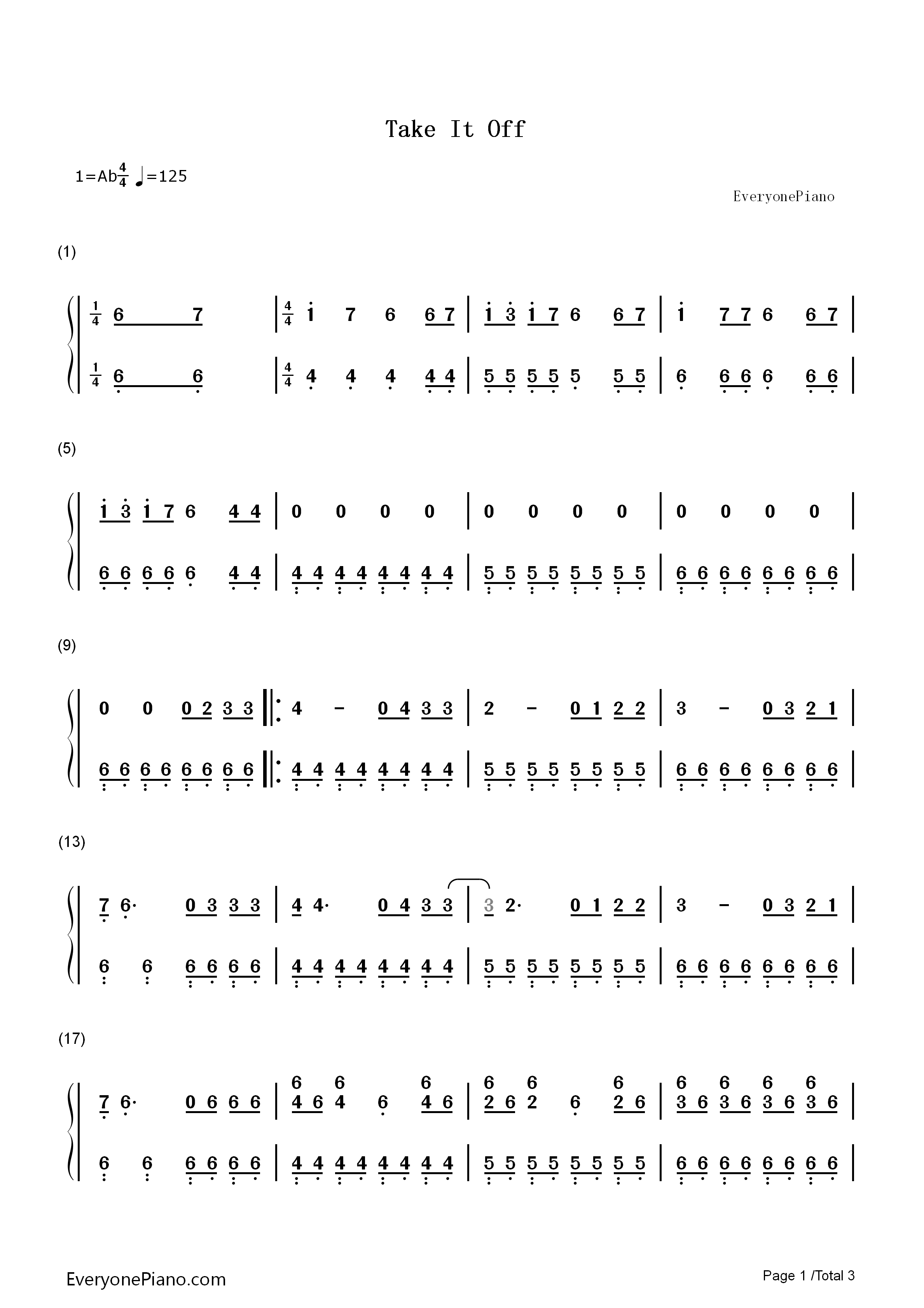 Take_It_Off钢琴简谱_Kesha演唱