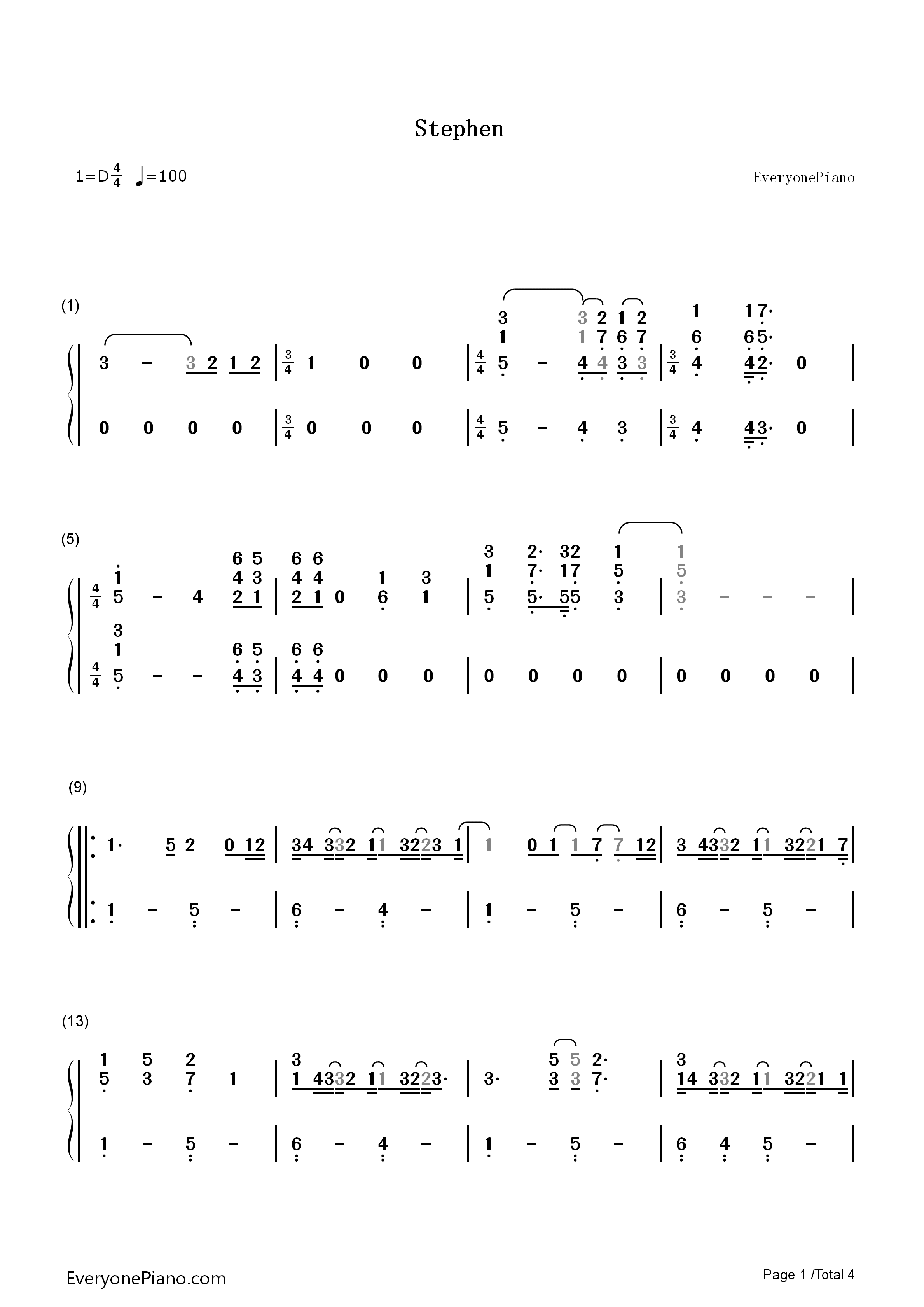 Stephen钢琴简谱_Kesha演唱