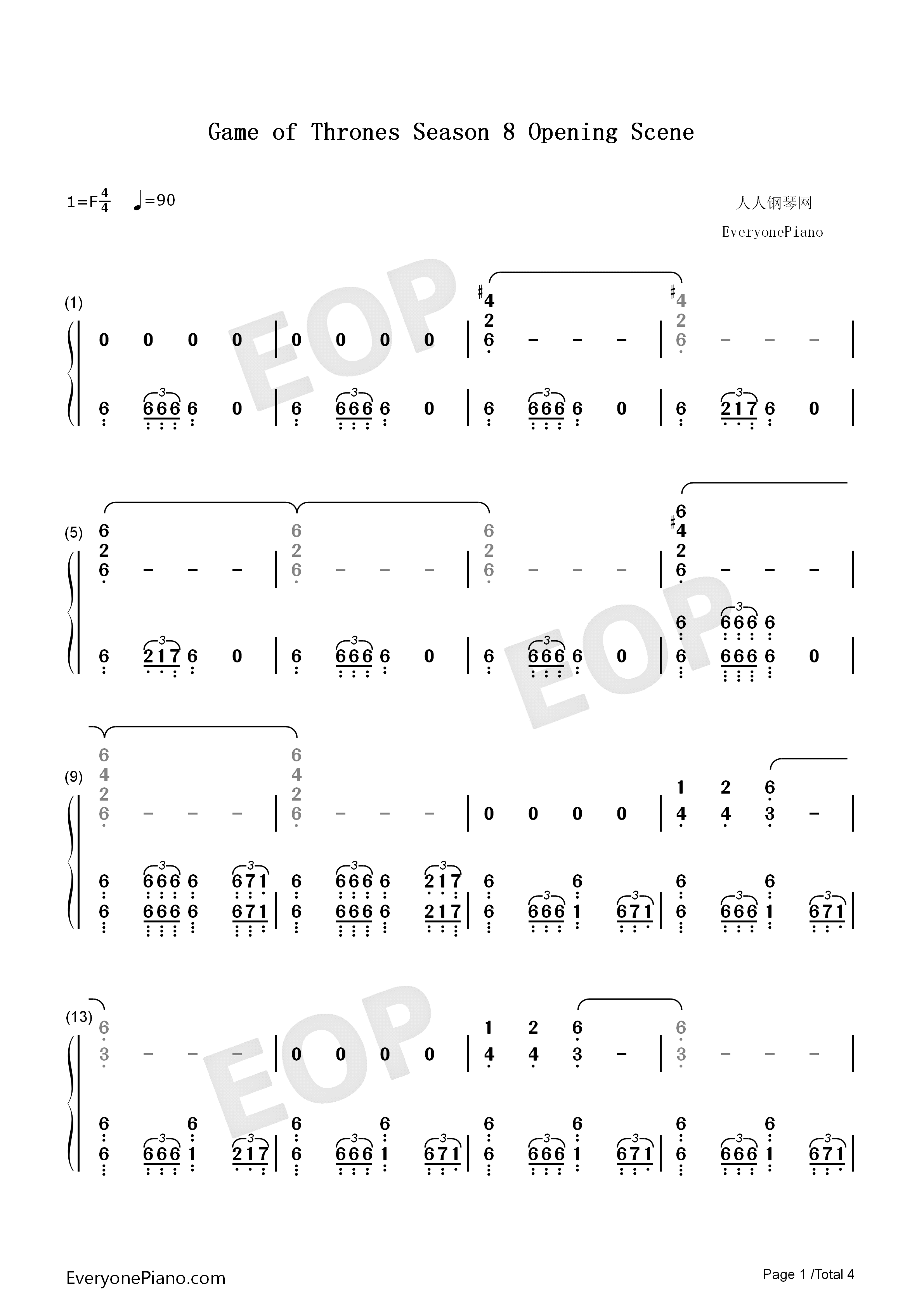 权力的游戏第八季钢琴简谱_Ramin_Djawadi演唱
