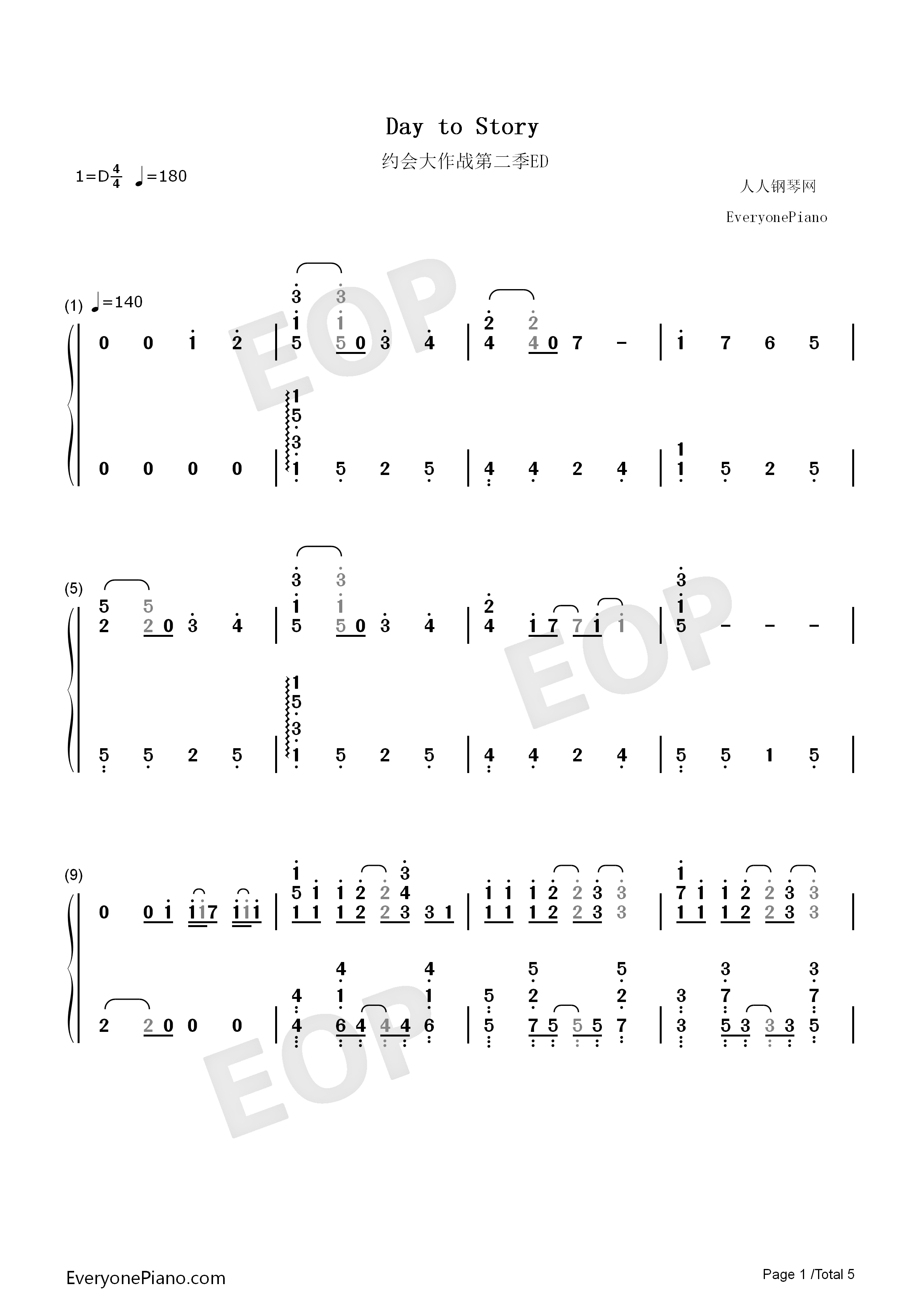 Day_to_Story钢琴简谱_佐土原香织演唱