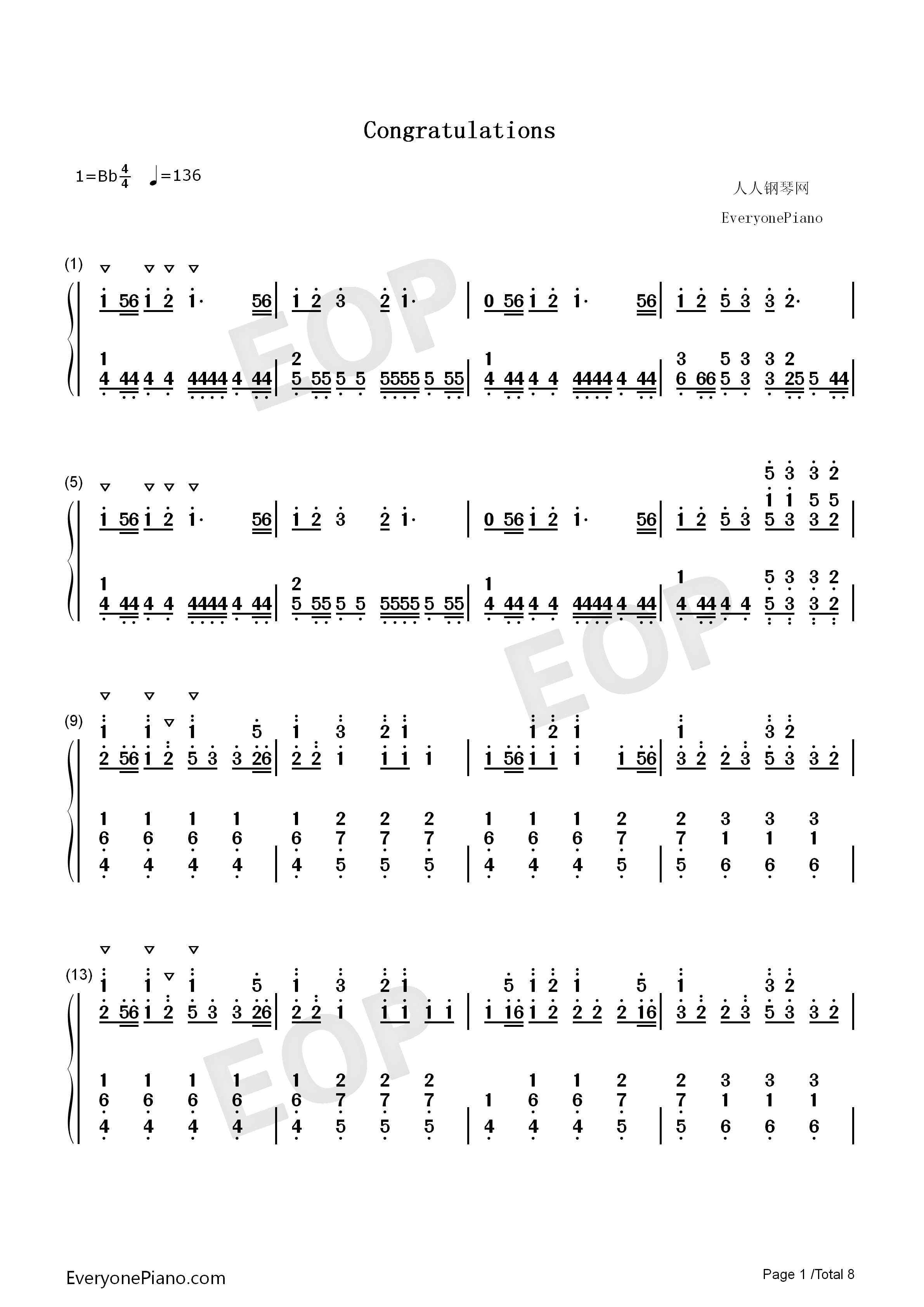 Congratulations钢琴简谱_Pewdiepie演唱