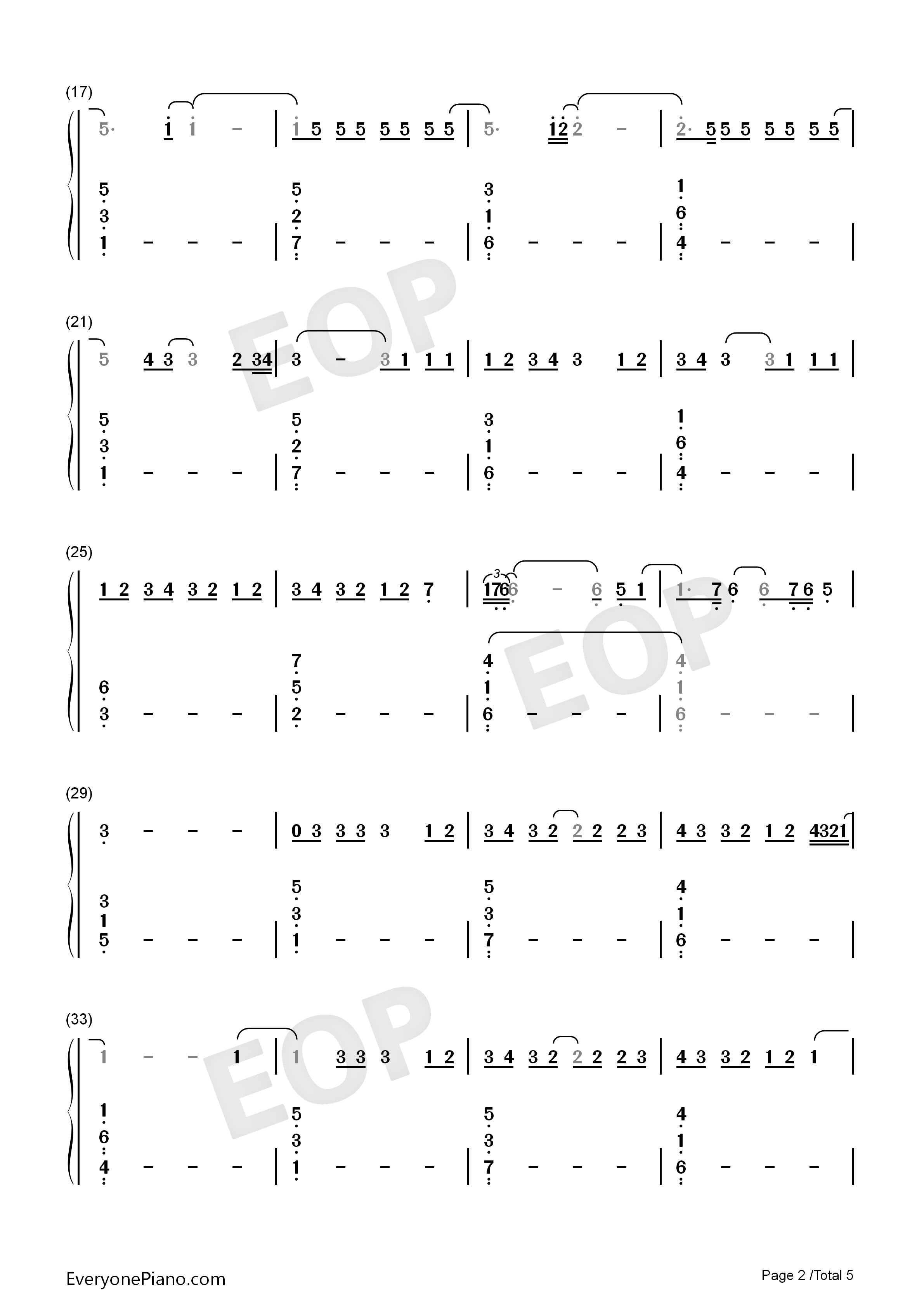 One钢琴简谱_Lewis_Capaldi演唱