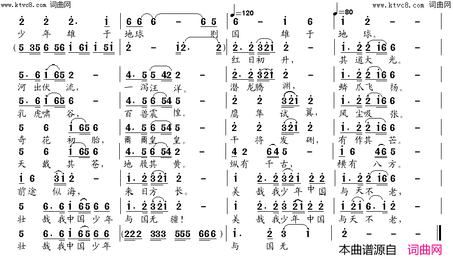 少年中国说少儿歌曲简谱_董其英曲谱