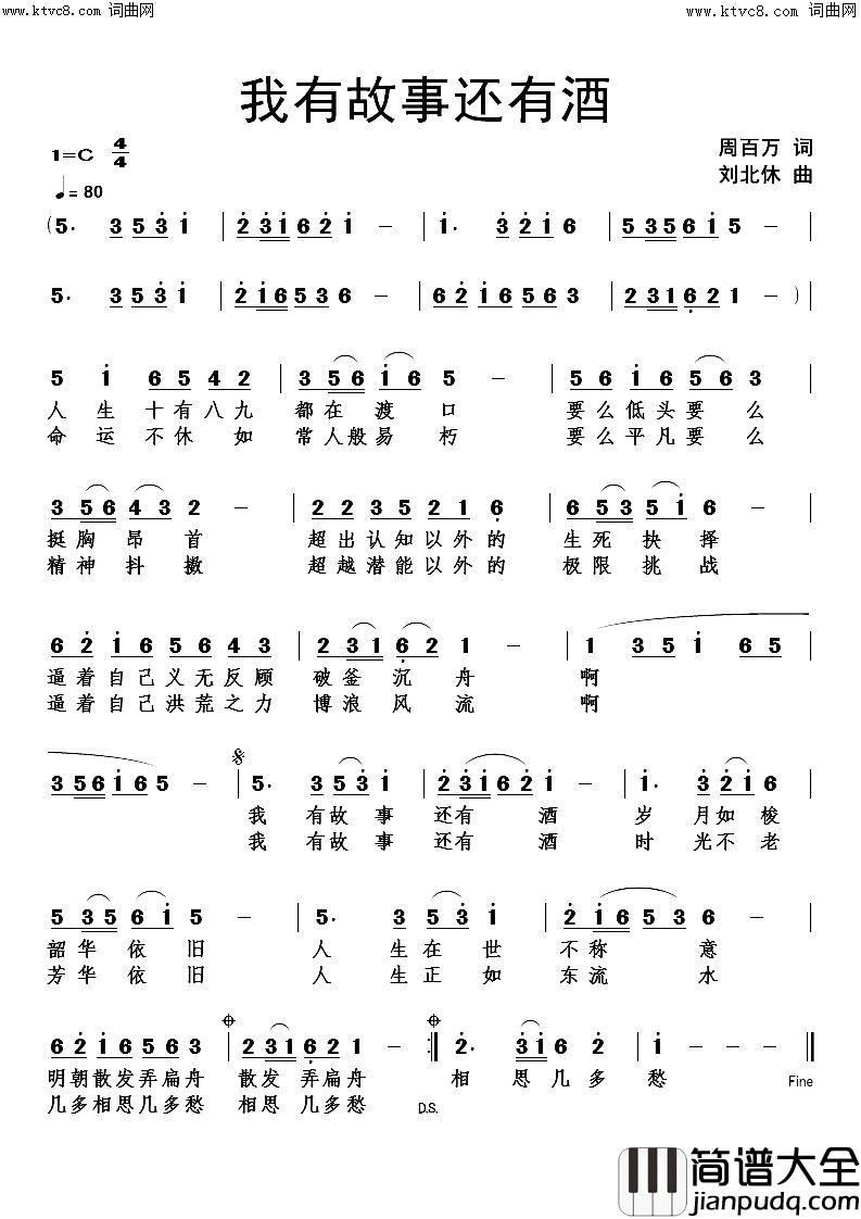我有故事还有酒简谱_刘北休曲谱