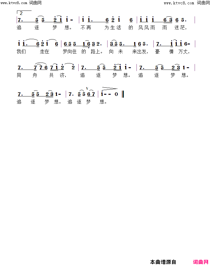 追逐梦想(献给第三十个全国助残日)简谱_阿明演唱_王厚武曲谱
