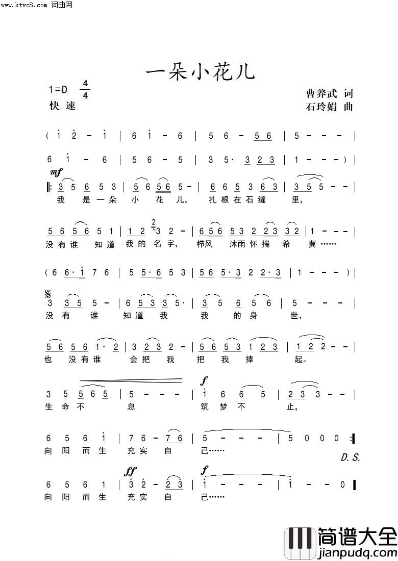 一朵小花儿简谱_石玲娟曲谱