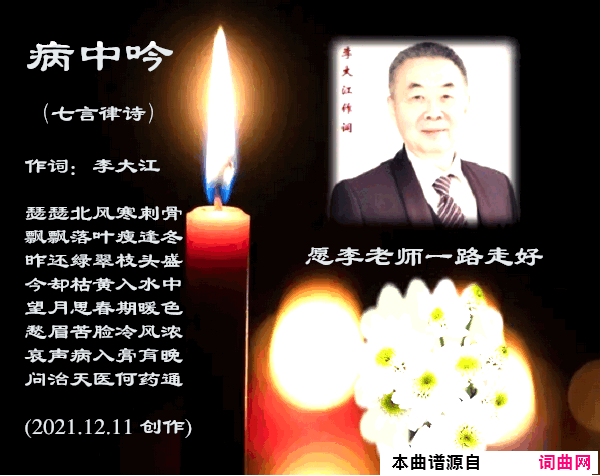 病中吟(缅怀李大江)简谱_张定月演唱_张定月曲谱