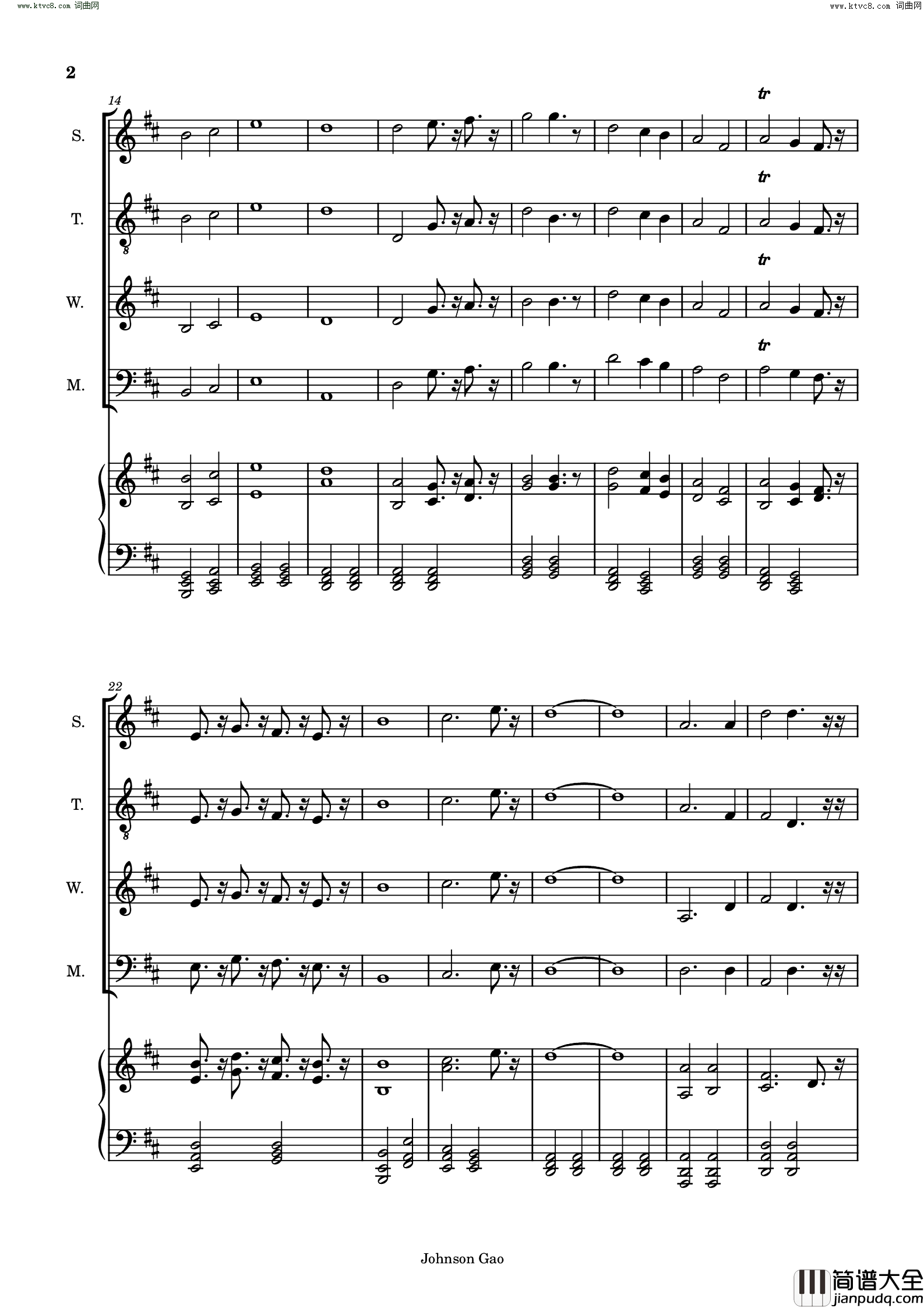 燕之恋简谱_Johnson_Gao曲谱