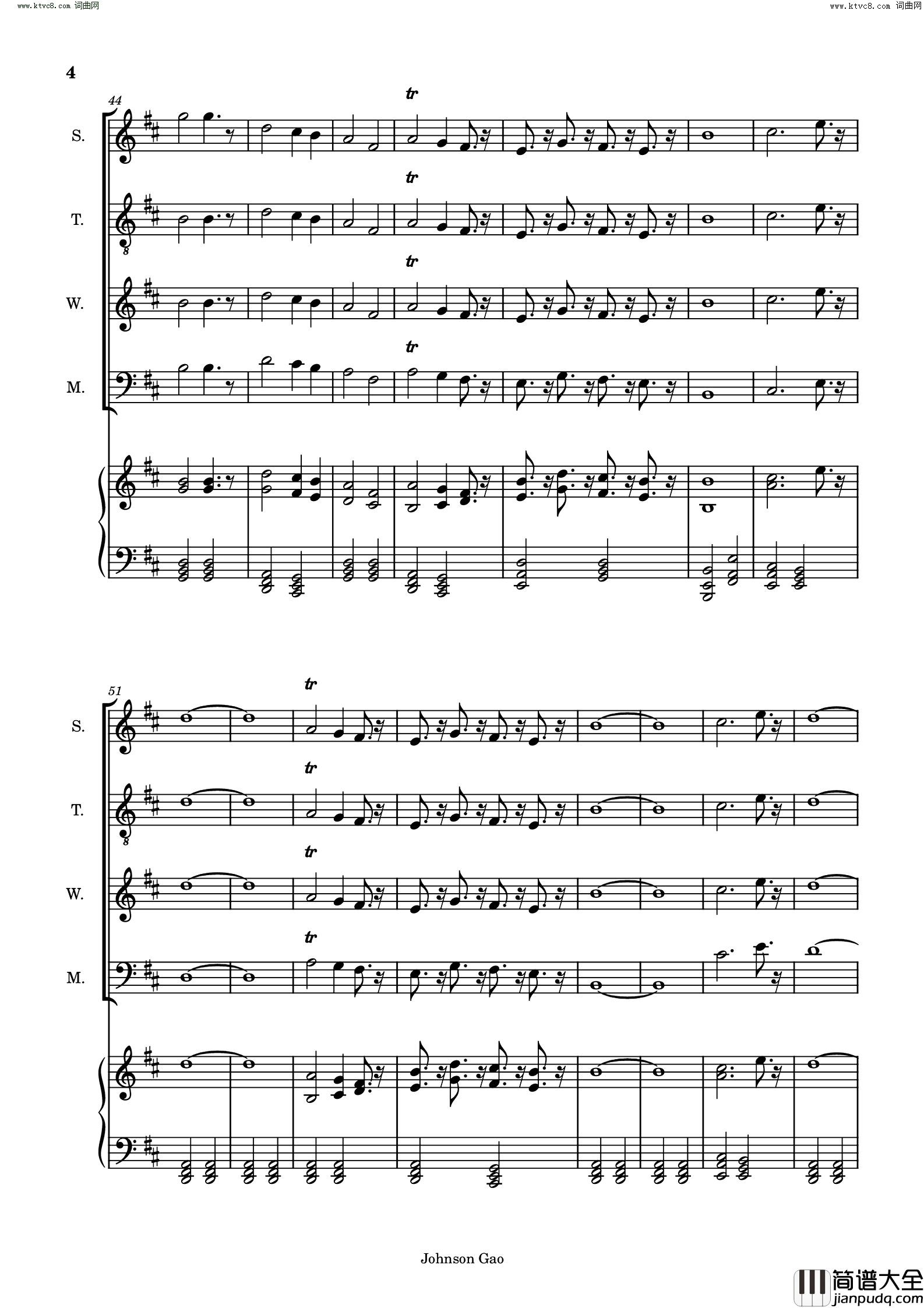 燕之恋简谱_Johnson_Gao曲谱