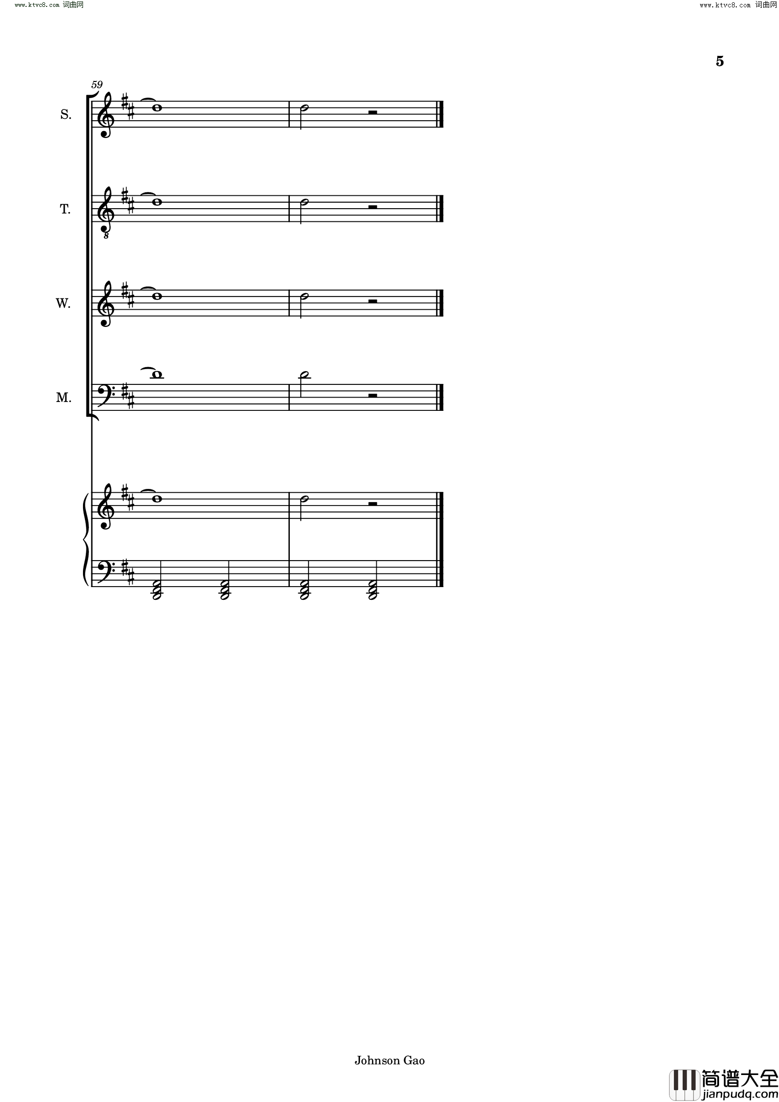 燕之恋简谱_Johnson_Gao曲谱