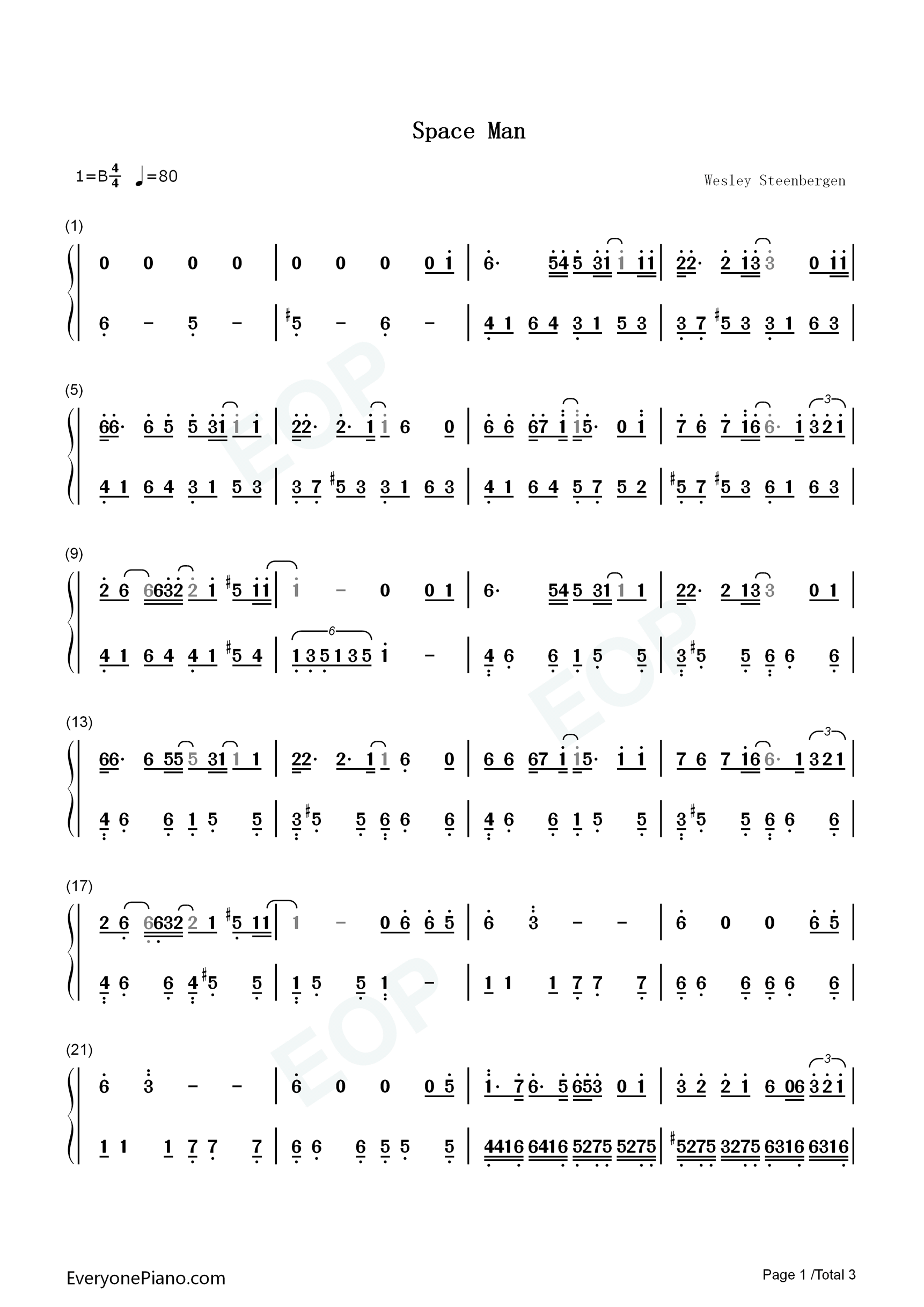 Space_Man钢琴简谱_Sam_Ryder演唱