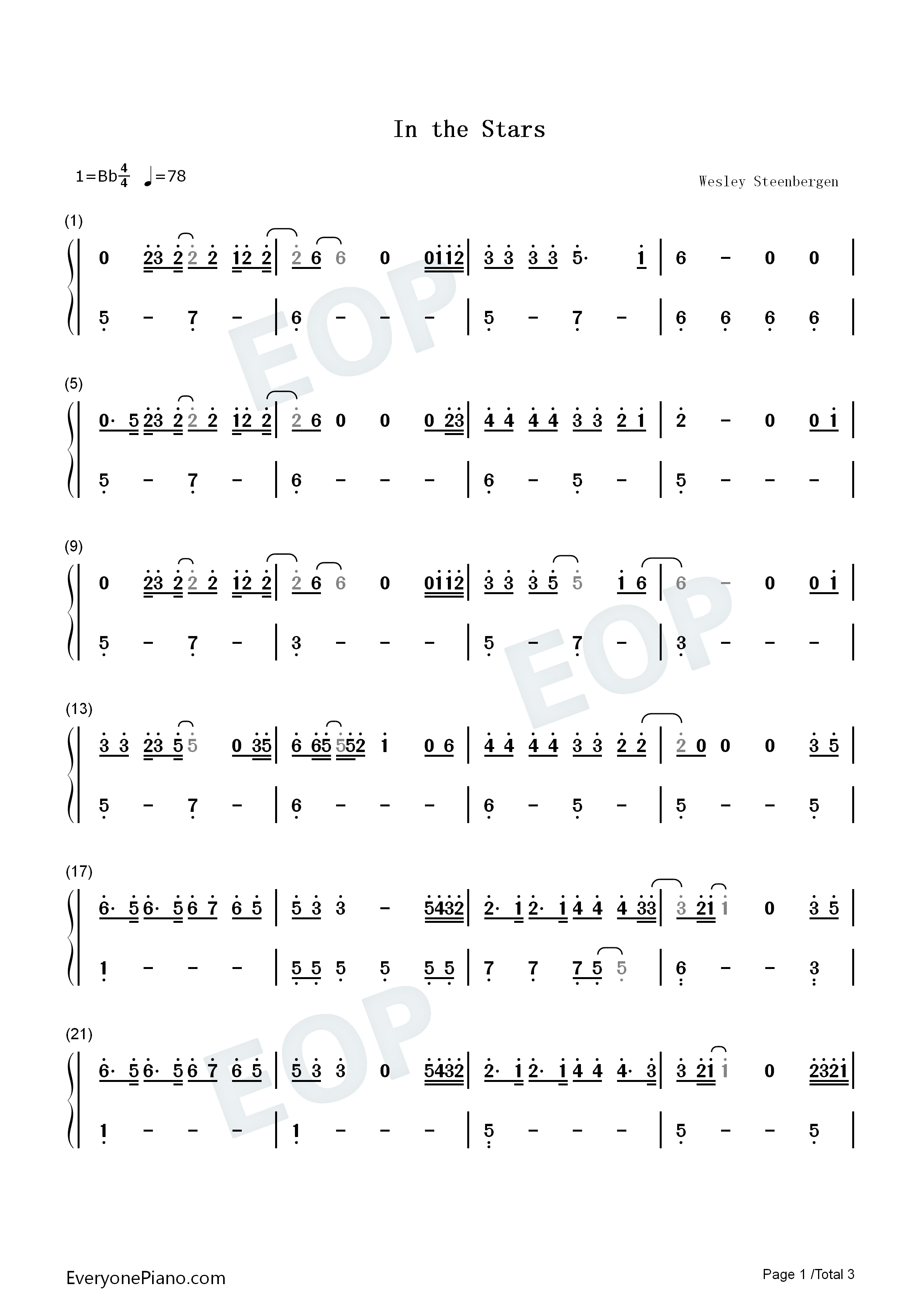 In_the_Stars钢琴简谱_Benson_Boone演唱