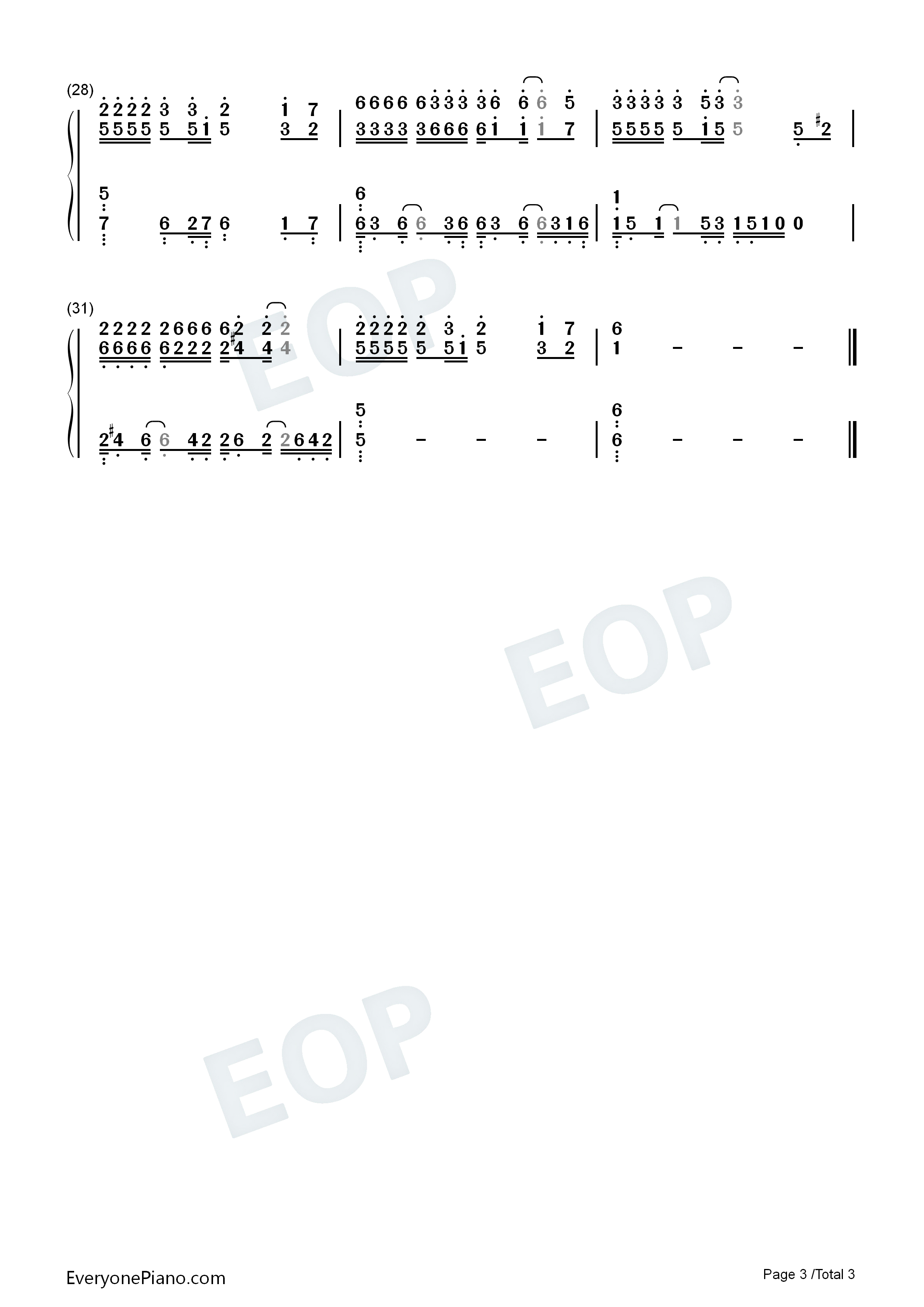 天下有情人钢琴简谱_周华健_齐豫演唱