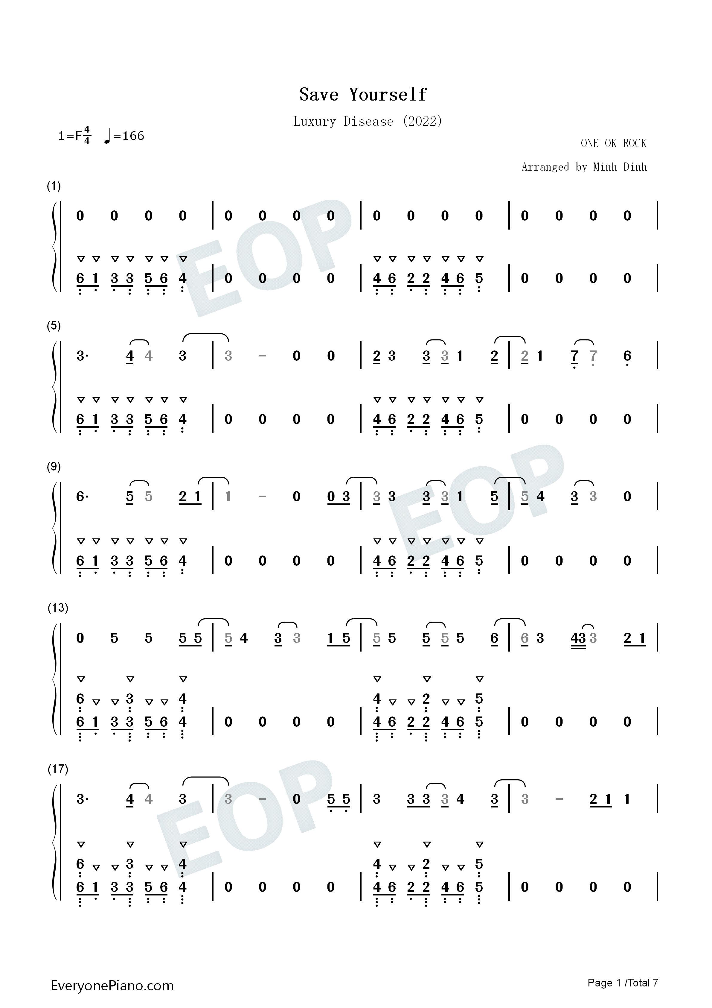 Save_Yourself钢琴简谱_One_Ok_Rock演唱