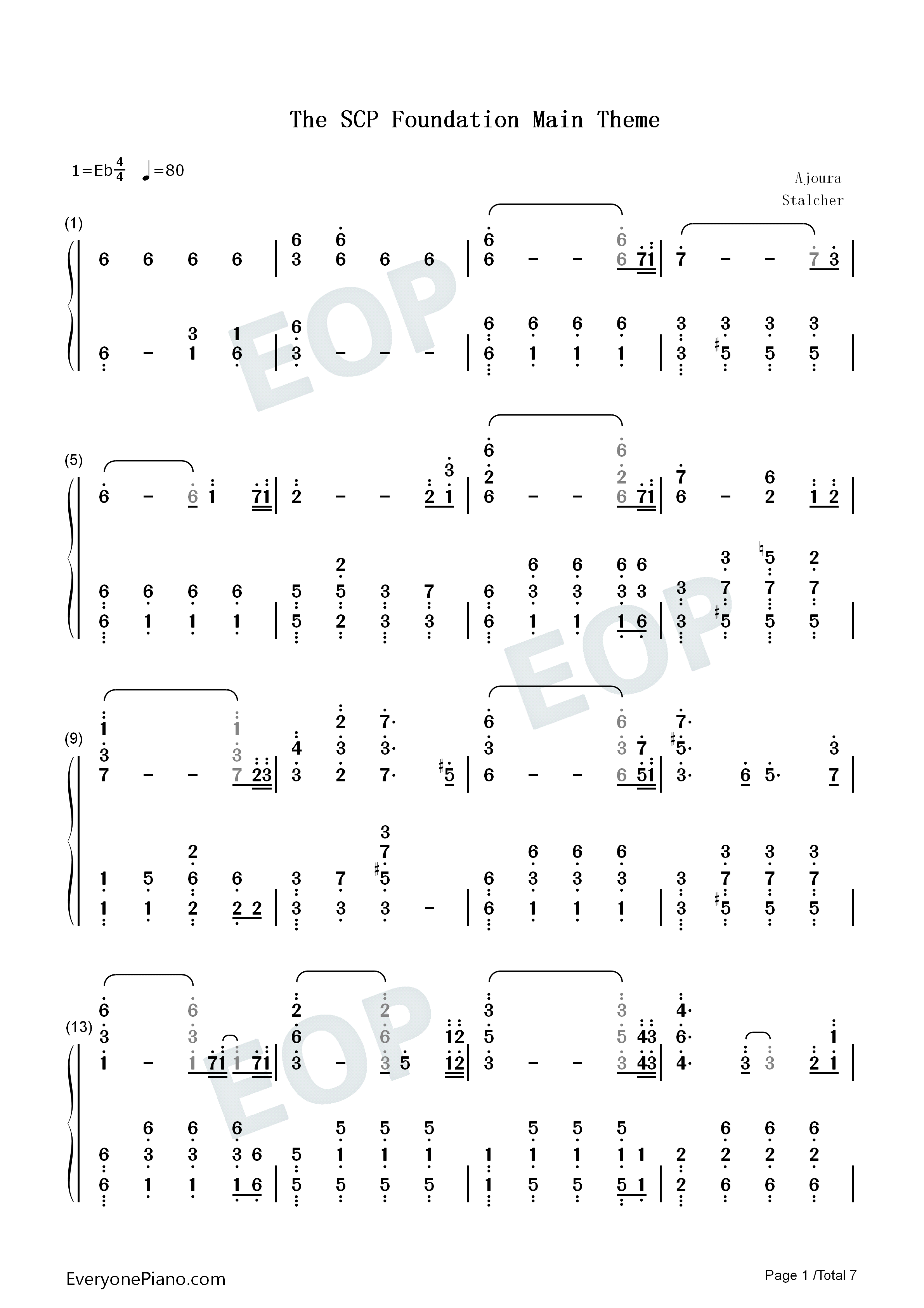 The_SCP_Foundation_Main_Theme钢琴简谱_Ajoura演唱