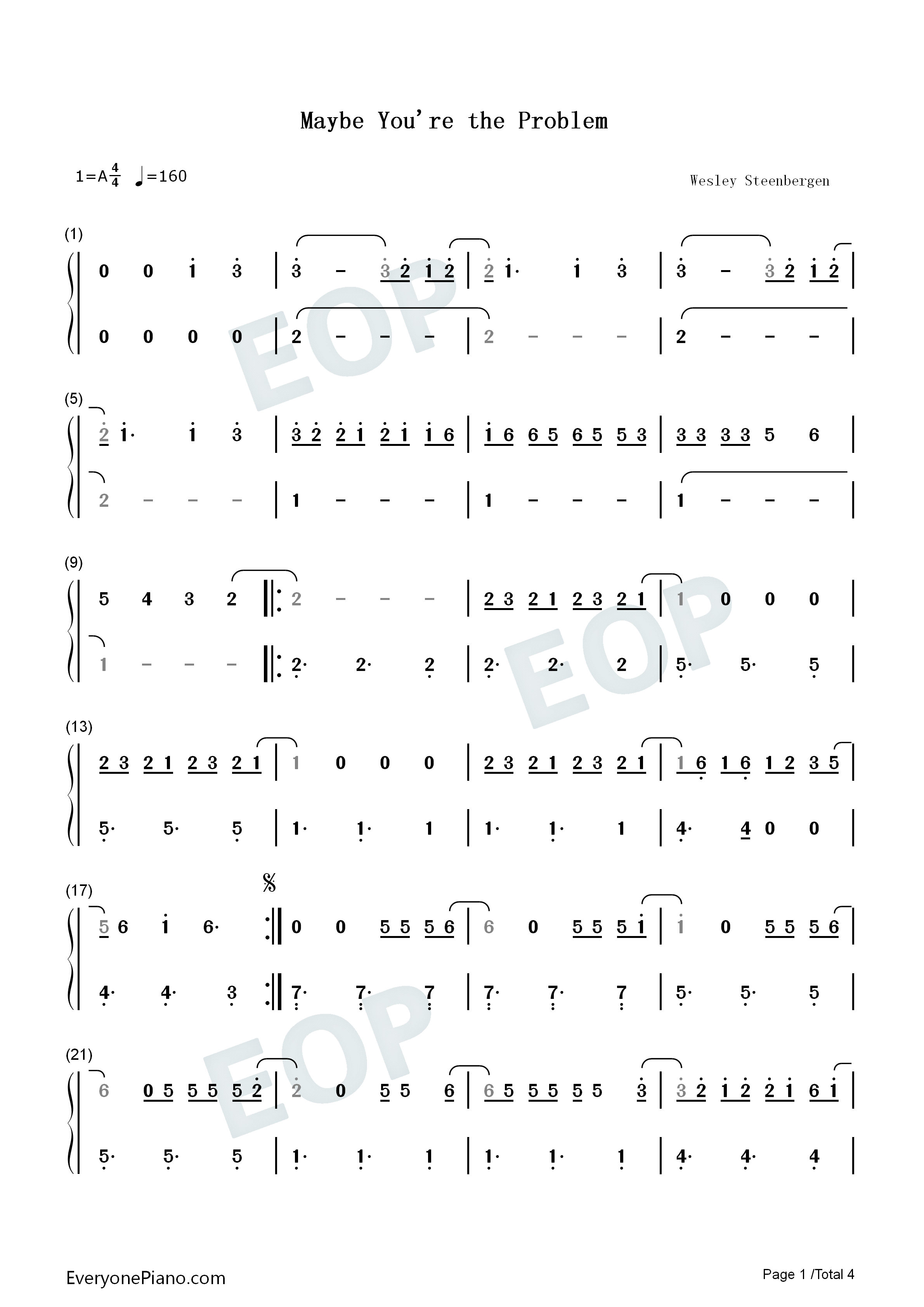 Maybe_You_Are_the_Problem钢琴简谱_Ava_Max演唱