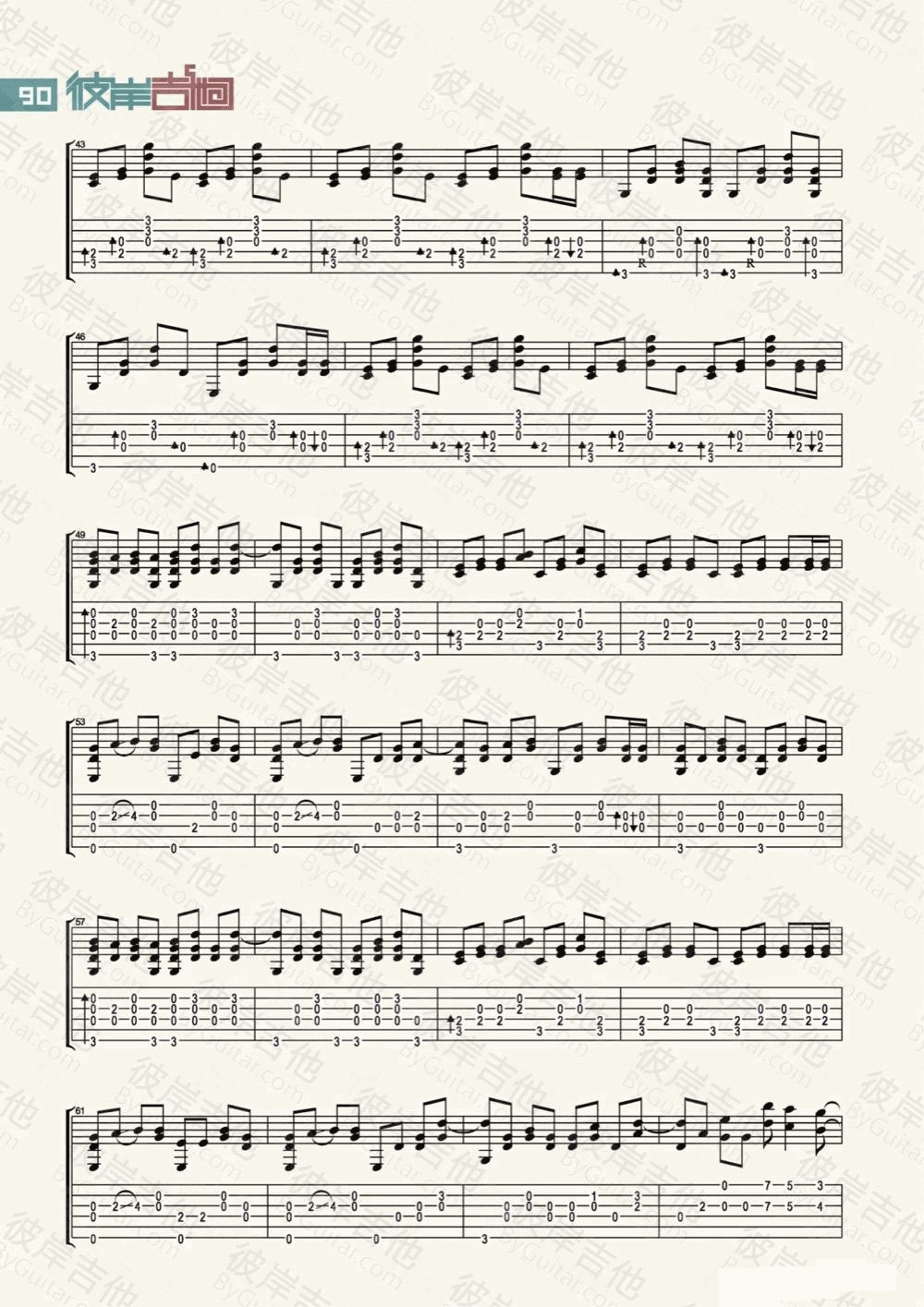 夜空中最亮的星指弹谱_G调附演示_彼岸吉他编配_逃跑计划