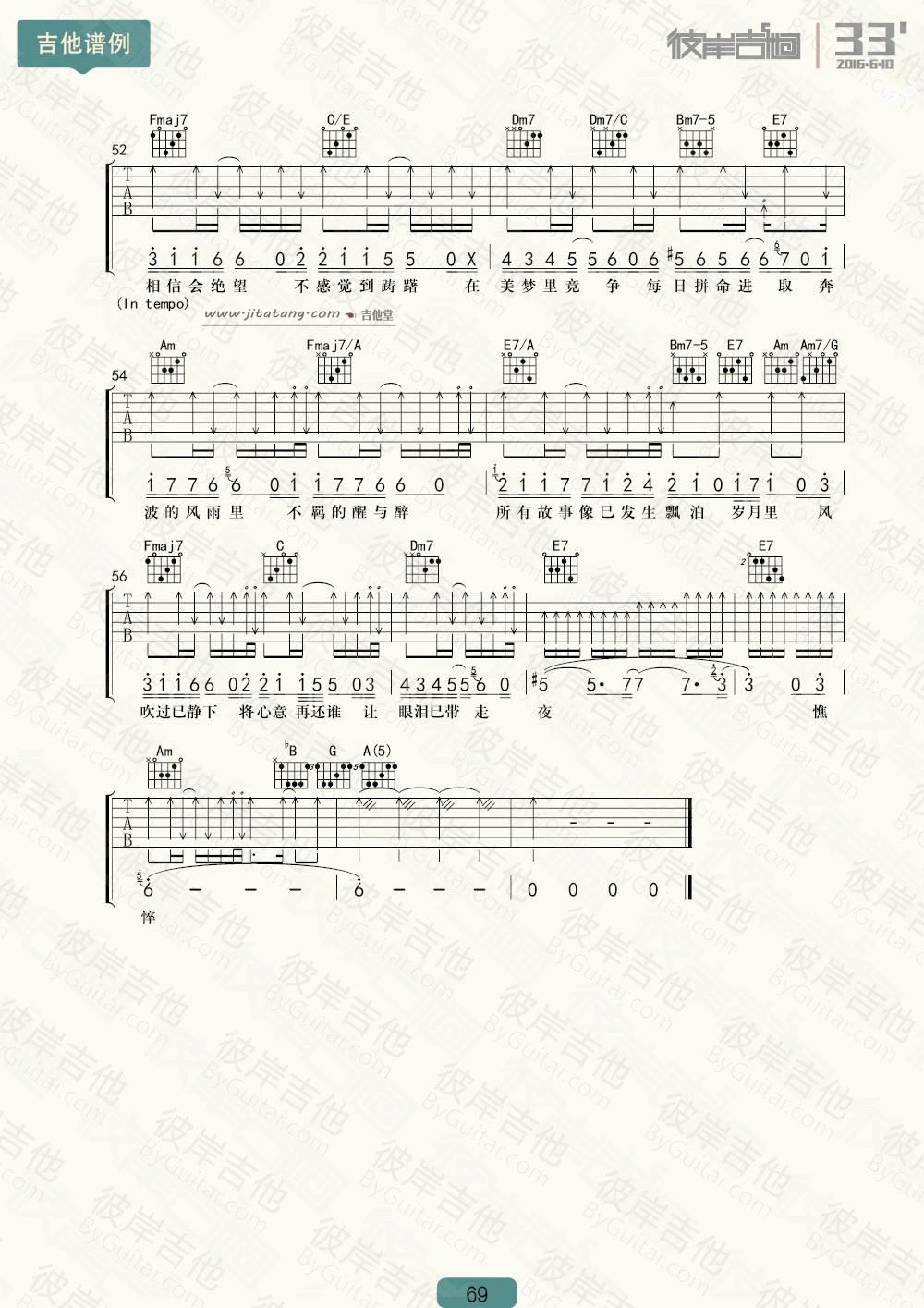 友情岁月吉他谱_C调附带视频教学_彼岸吉他编配_李克勤
