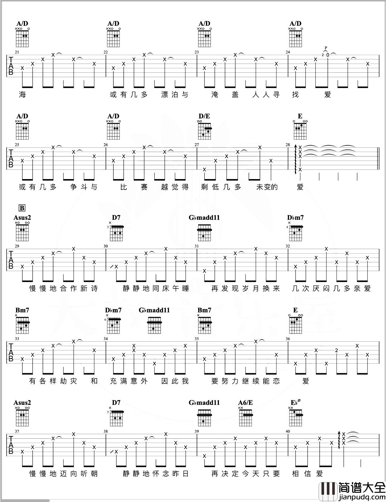 陈奕迅《今天只做一件事》吉他谱_A调版_吉他演示/教学 陈奕迅_今天只做一件事_吉他谱_A调版_吉他演示/教学