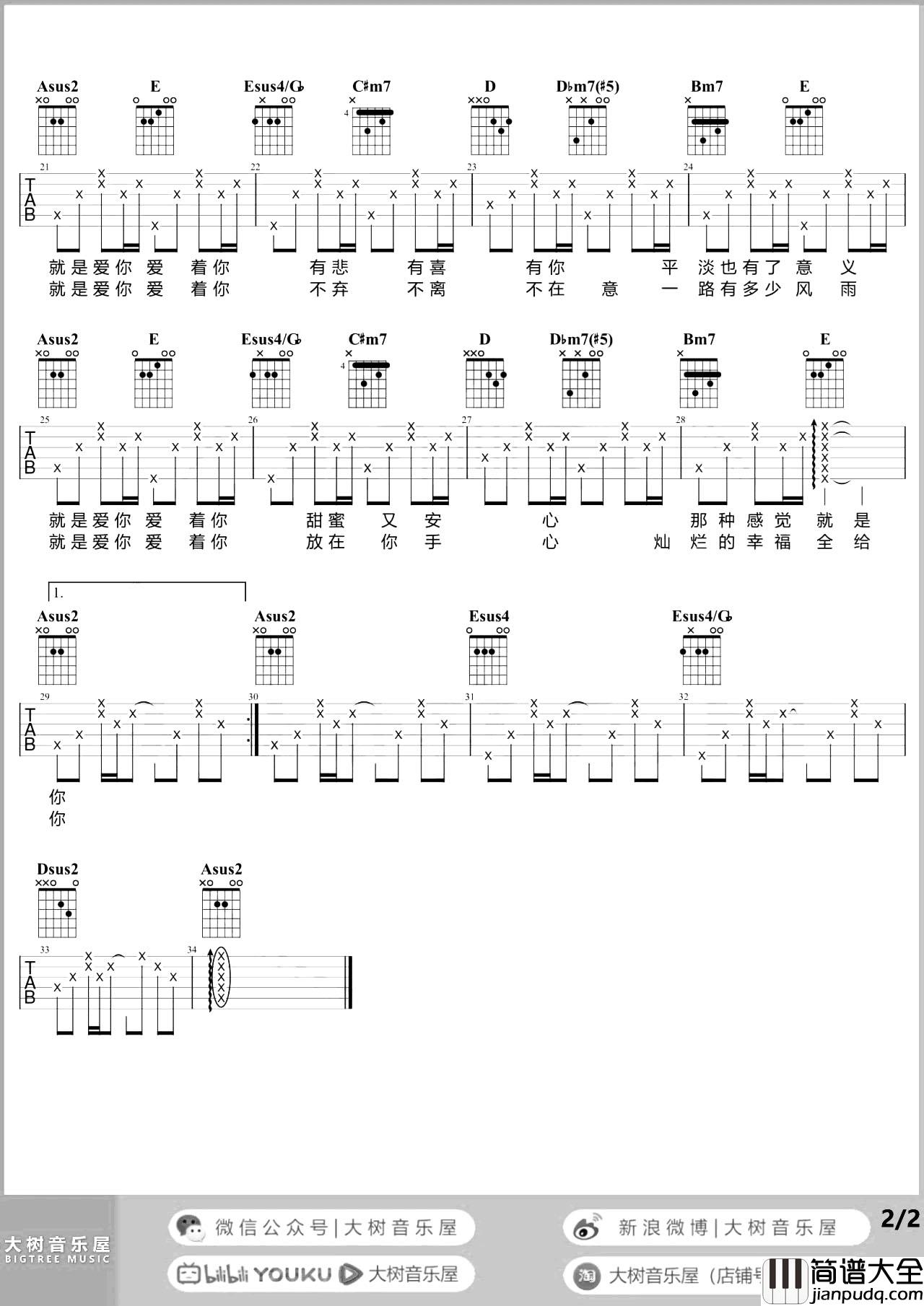 陶喆_就是爱你_吉他谱_A调__就是爱你_吉他弹唱演示+教学
