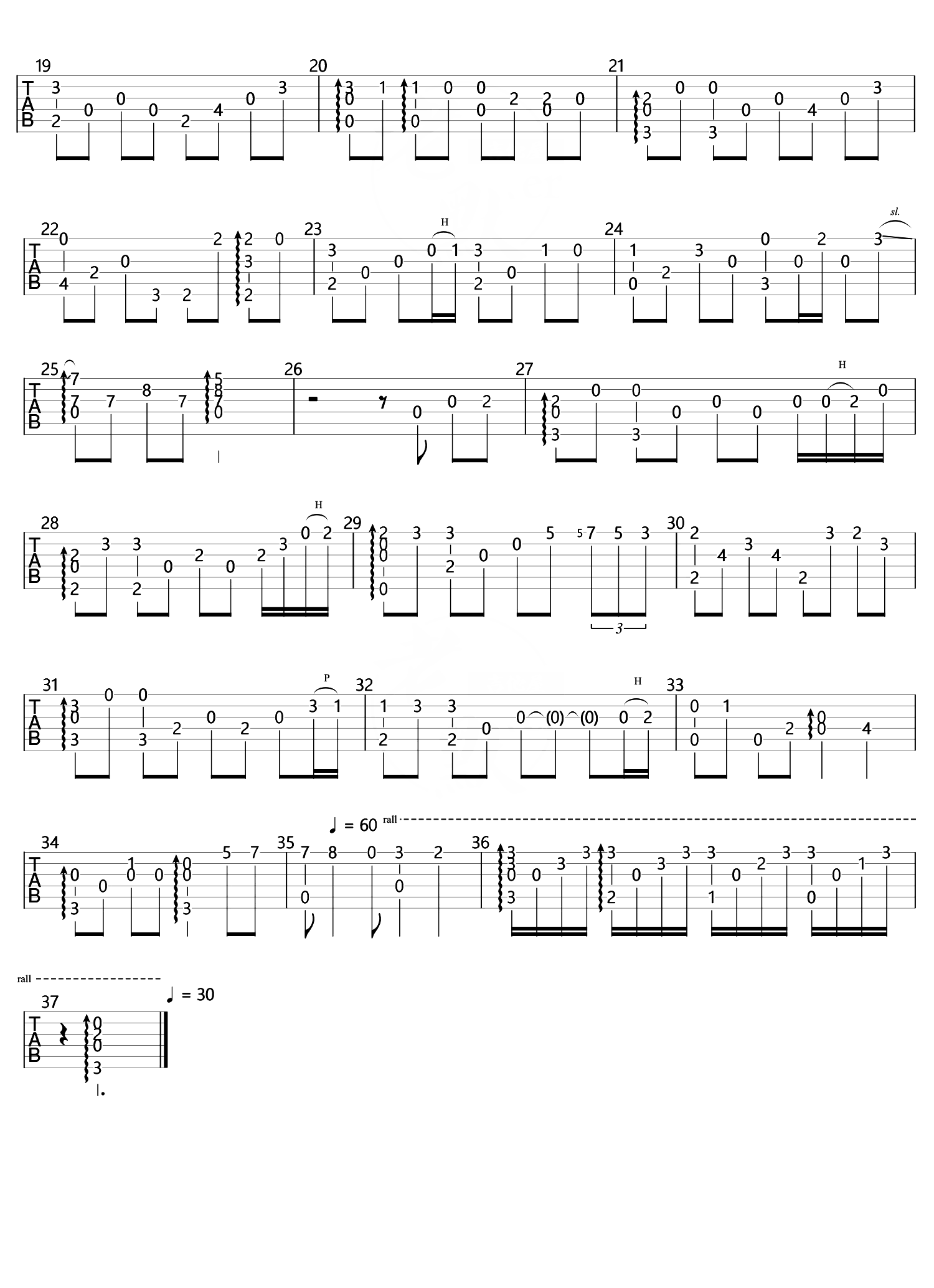 kiss_the_rain指弹吉他谱_李闰珉_雨的印记吉他独奏谱