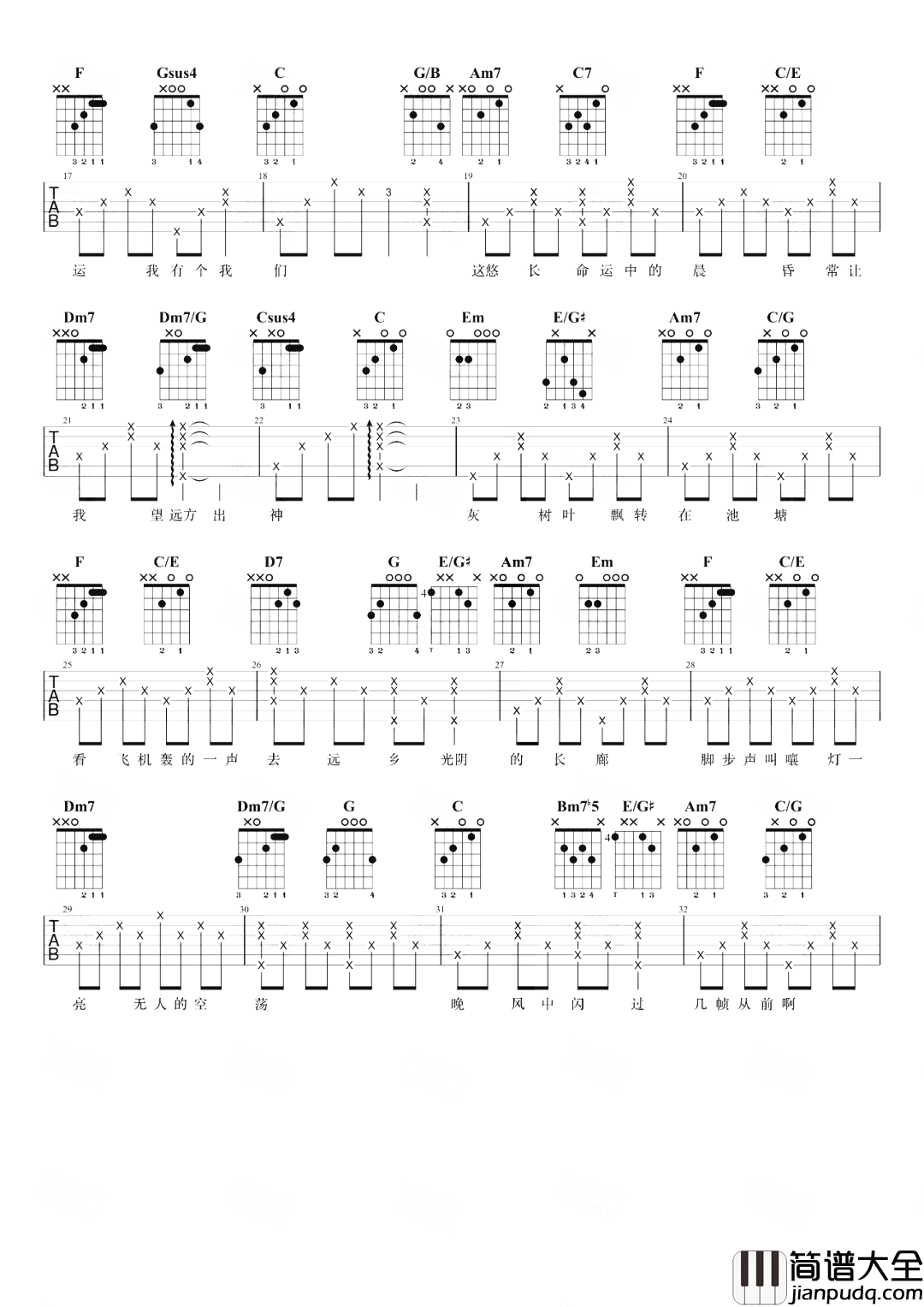 这世界那么多人吉他谱_莫文蔚_C调完整版六线谱_吉他弹唱演示 这世界那么多人吉他谱_莫文蔚_C调完整版六线谱_吉他弹唱演示