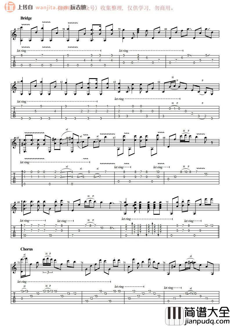 卡萨布兰卡指弹吉他谱_经典吉他独奏__北非谍影_插曲