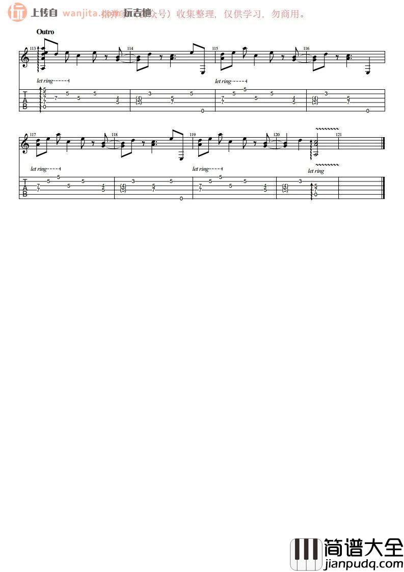 卡萨布兰卡指弹吉他谱_经典吉他独奏__北非谍影_插曲