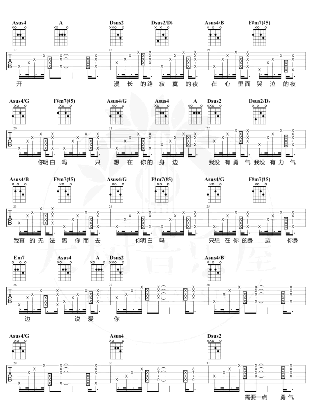 夏日入侵企画_勇气_吉他谱_张震岳_吉他弹唱教学视频