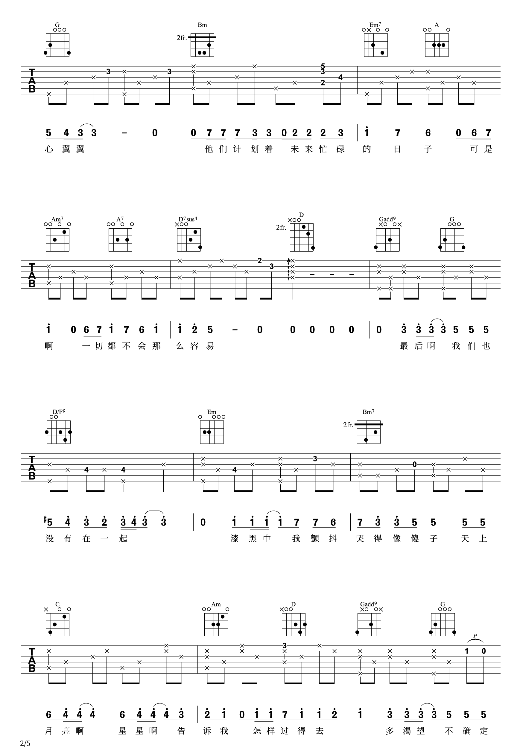 最后我们也没有在一起吉他谱_百里屠伕_网剧_芝麻2_插曲_G调弹唱谱