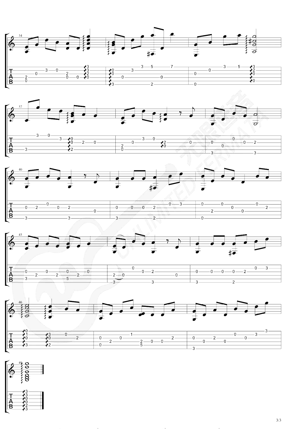 这世界那么多人指弹谱_莫文蔚_吉他独奏谱