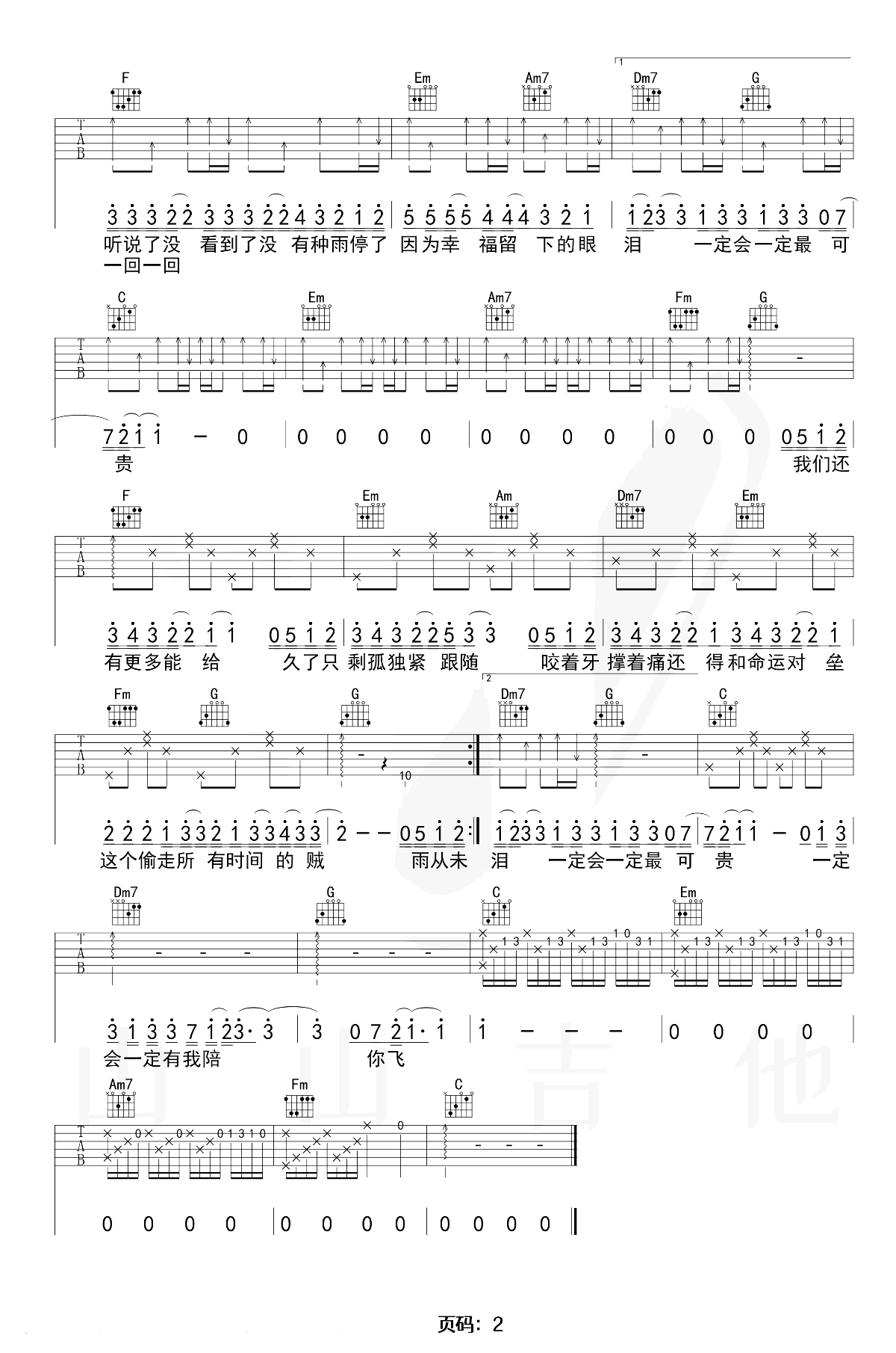 一定会吉他谱_C调原版_林俊杰_一定会_弹唱教学视频