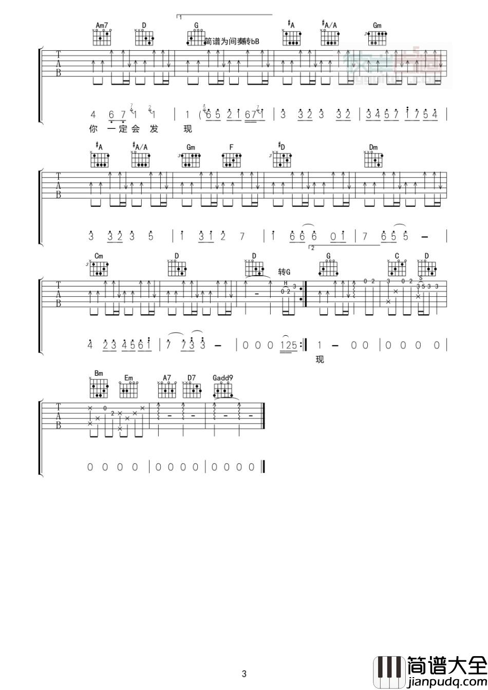爱一点吉他谱_王力宏&章子怡__爱一点_G调原版吉他六线谱