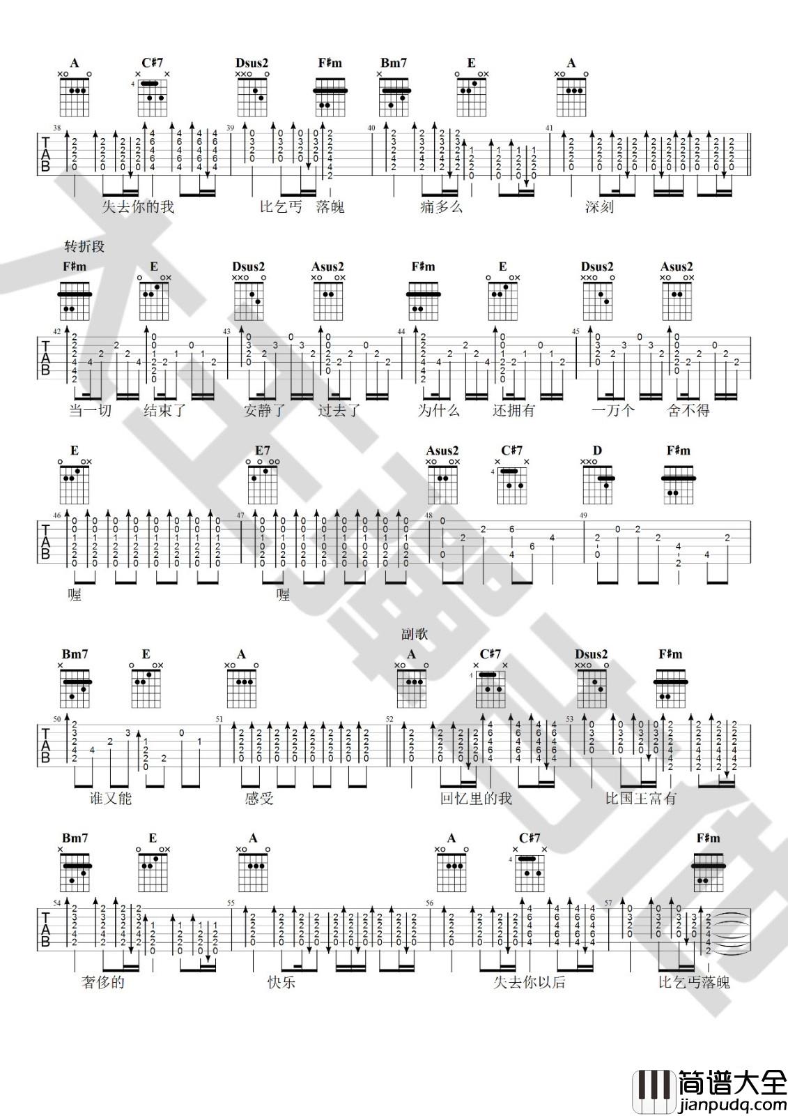 国王与乞丐吉他谱_A调_大王弹吉他编配_华晨宇/杨宗纬