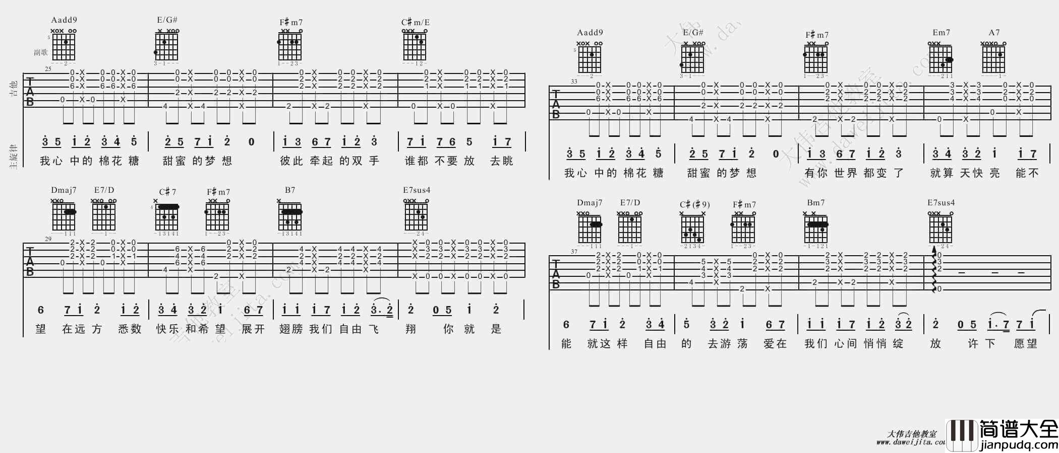 棉花糖吉他谱_A调精选版_至上励合