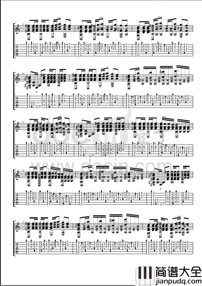 flaming吉他指弹谱_B调_豆丁网编配_郑成河