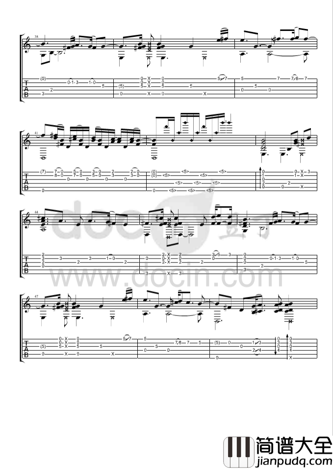 flaming吉他指弹谱_B调_豆丁网编配_郑成河