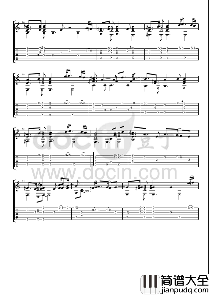 flaming吉他指弹谱_B调_豆丁网编配_郑成河