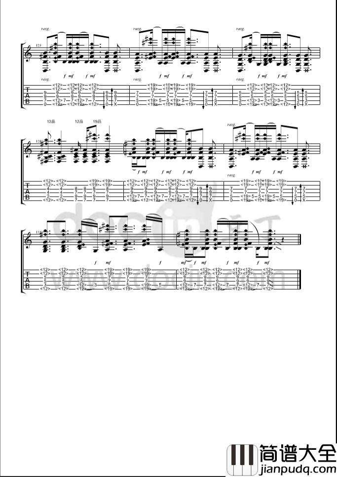 flaming吉他指弹谱_B调_豆丁网编配_郑成河