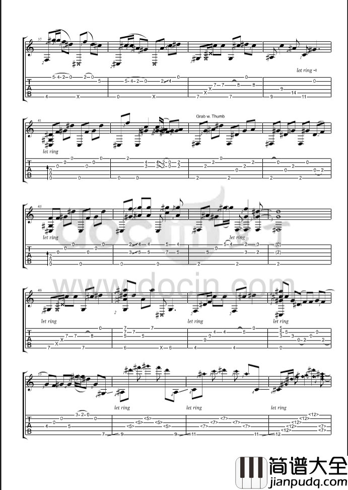 Waiting指弹谱_B调六线谱_豆丁网编配_Calum_Graham