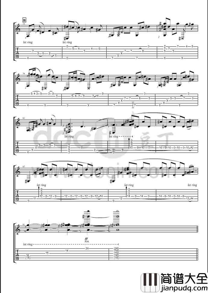 Waiting指弹谱_B调六线谱_豆丁网编配_Calum_Graham